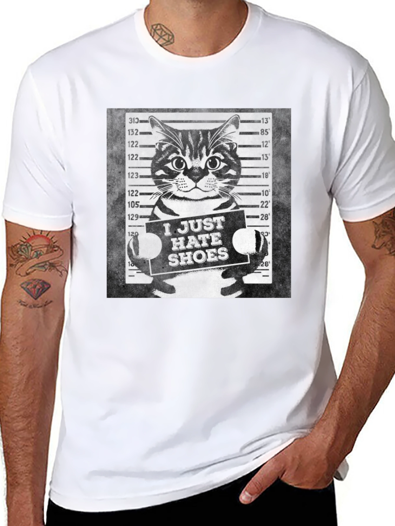 I Just Hate Shoes Cat Mugshot Graphic Tee
