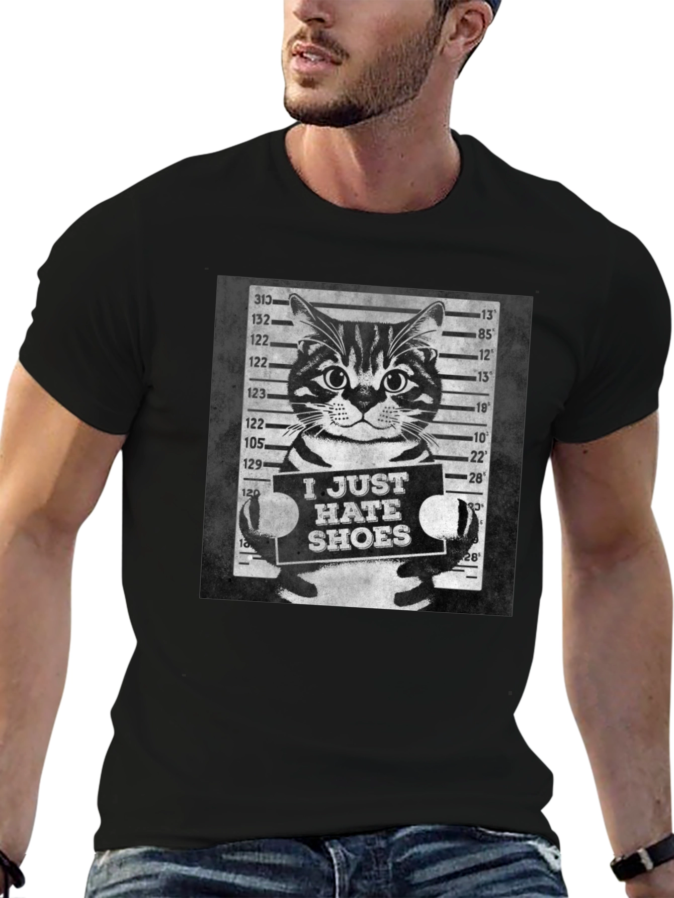 I Just Hate Shoes Cat Mugshot Graphic Tee