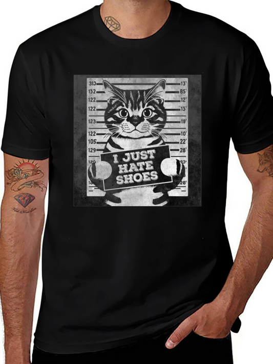 I Just Hate Shoes Cat Mugshot Graphic Tee
