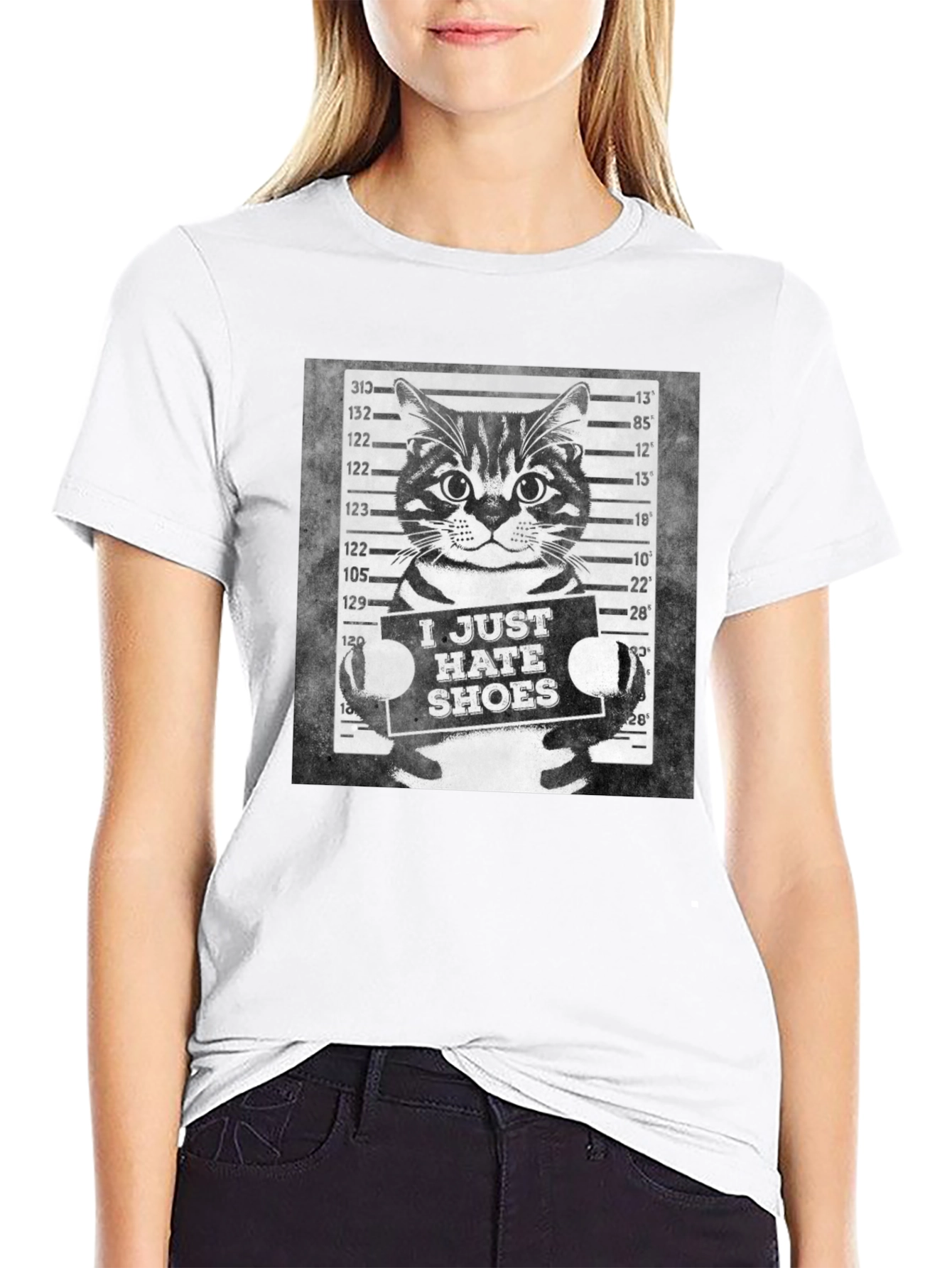 I Just Hate Shoes Cat Mugshot Graphic Tee