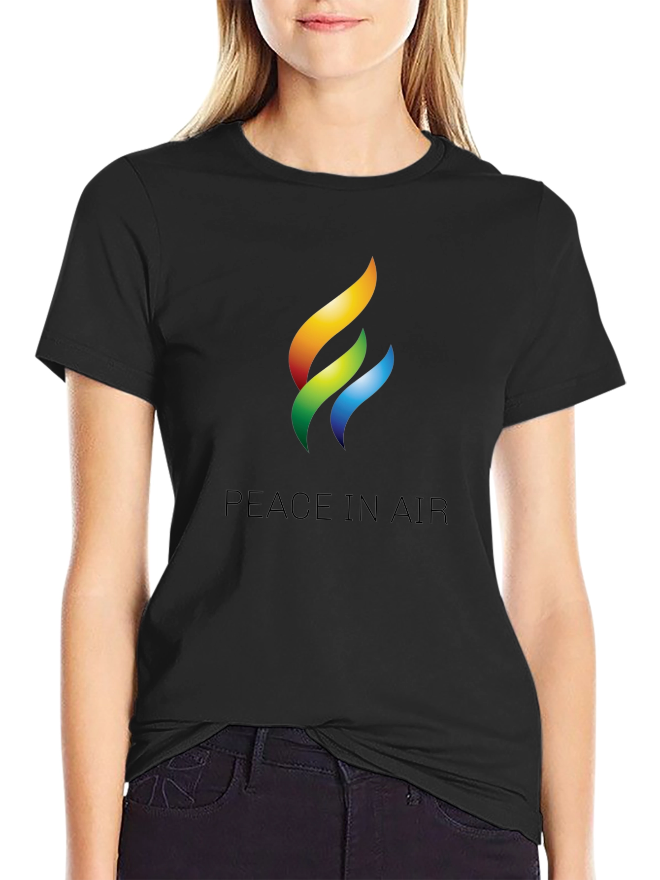 Peace in Air Graphic Black T-Shirt