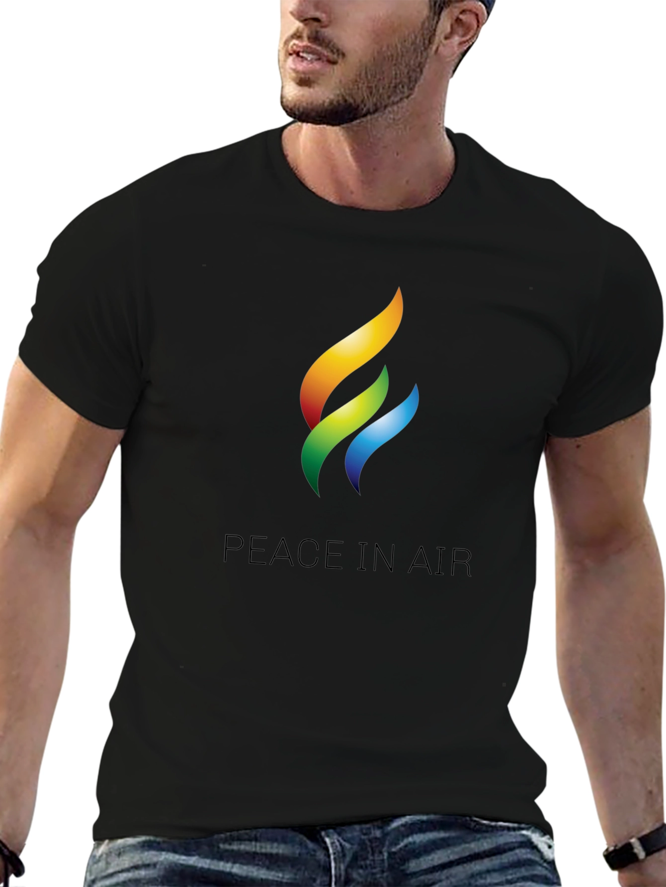 Peace in Air Graphic Black T-Shirt