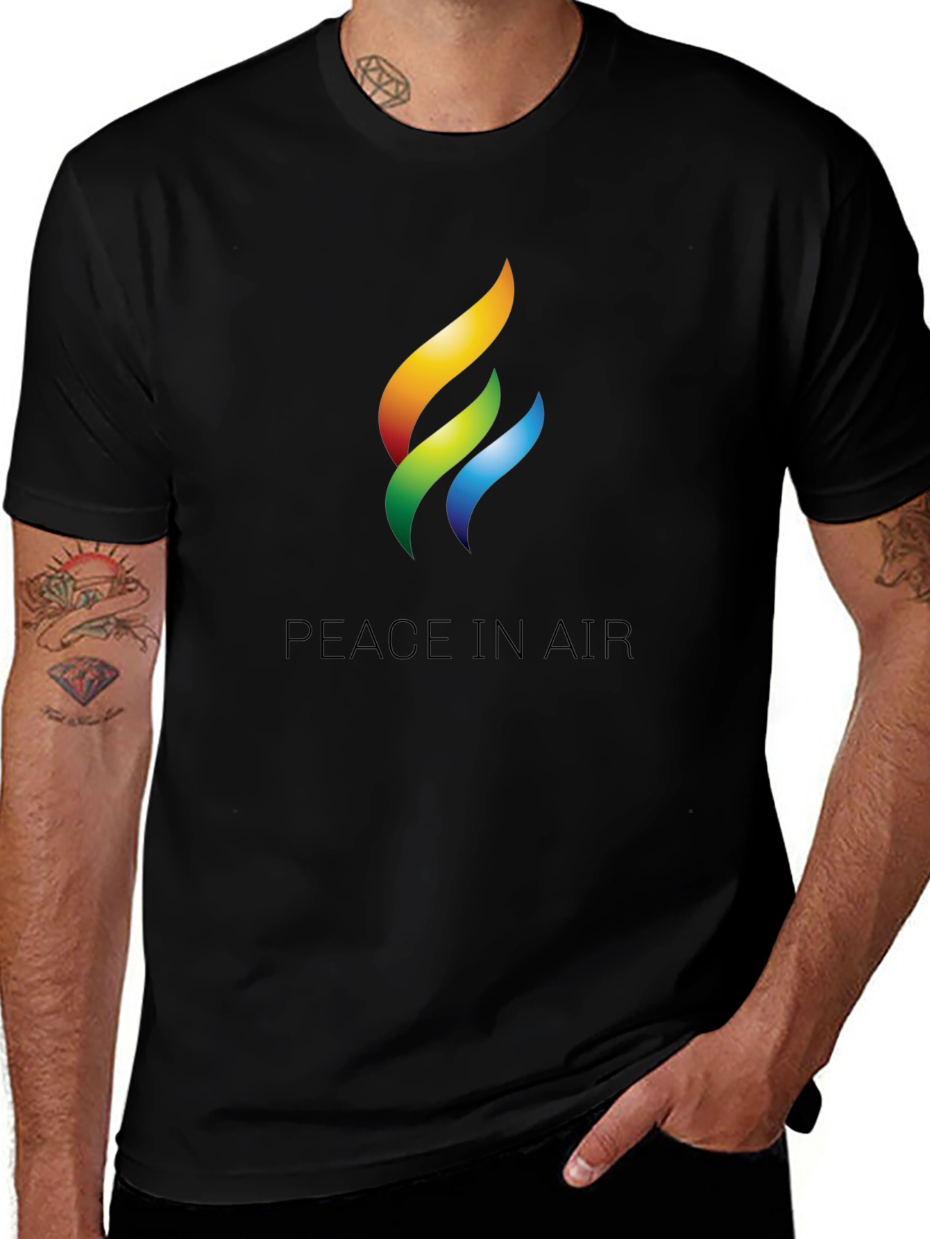 Peace in Air Graphic Black T-Shirt