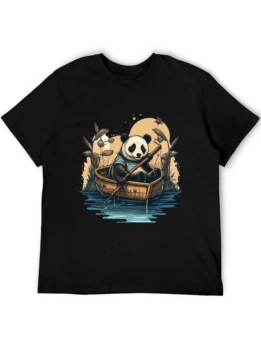Panda Rowboat T-Shirt - Whimsical Graphic Tee