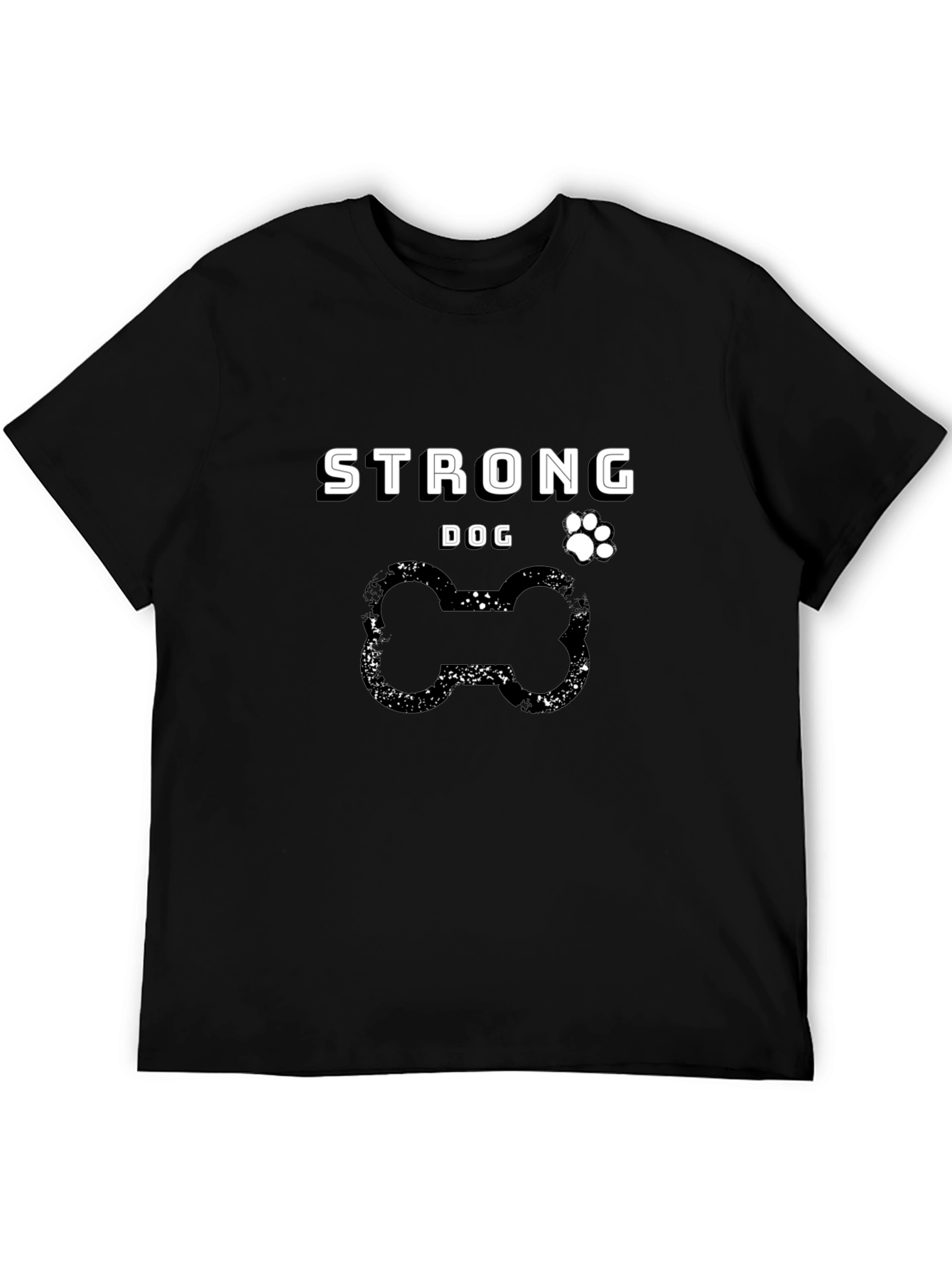 Strong Dog T-Shirt - Bone & Paw Print Design