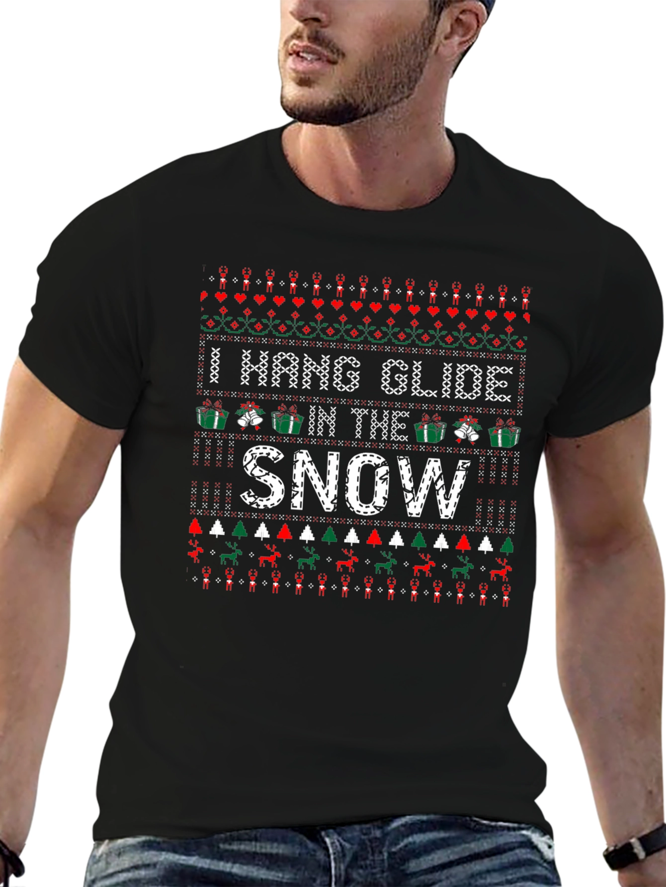I Hang Glide in the Snow Ugly Christmas T-Shirt