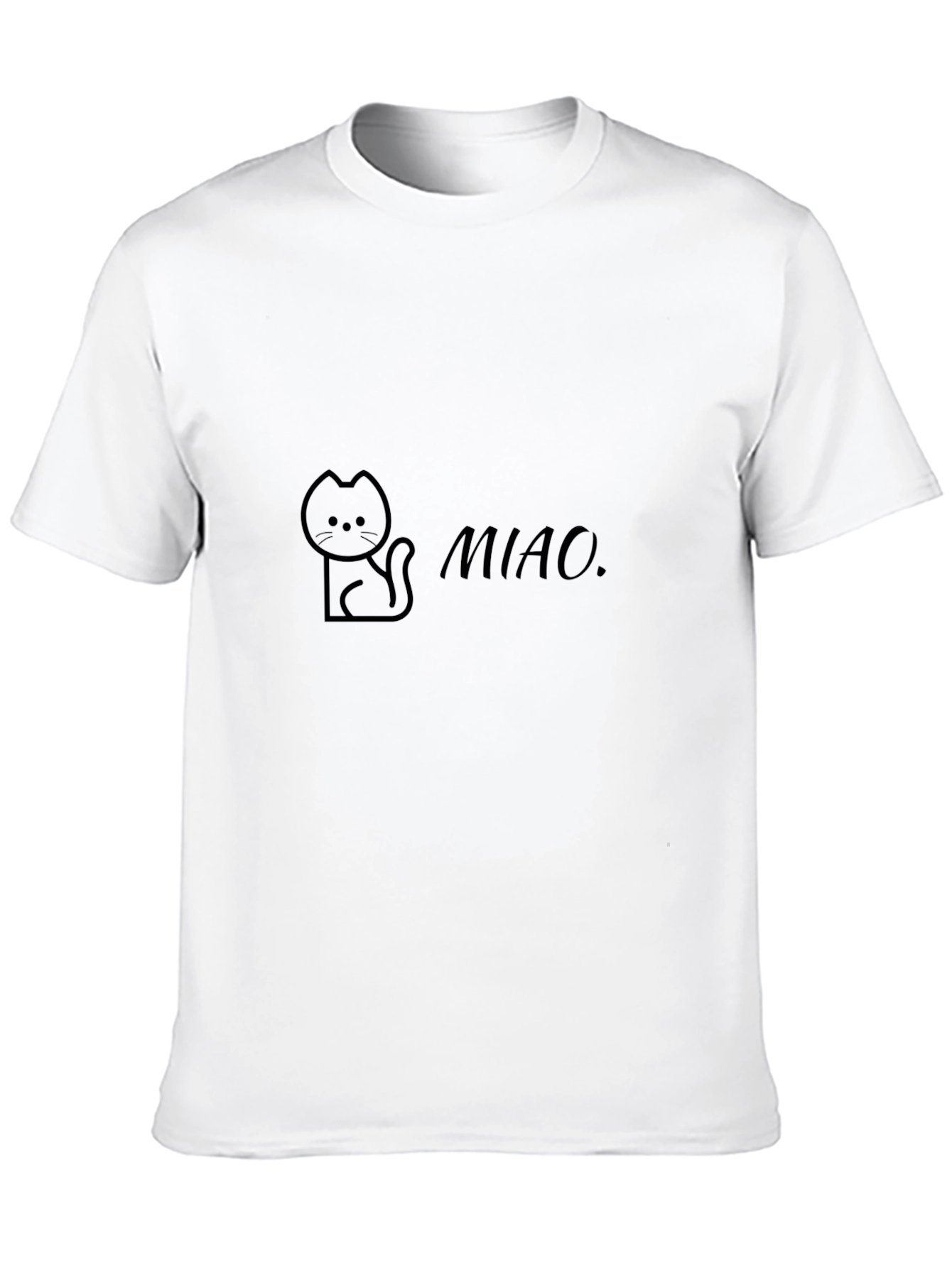 Cute Cat Miao Graphic Black T-Shirt