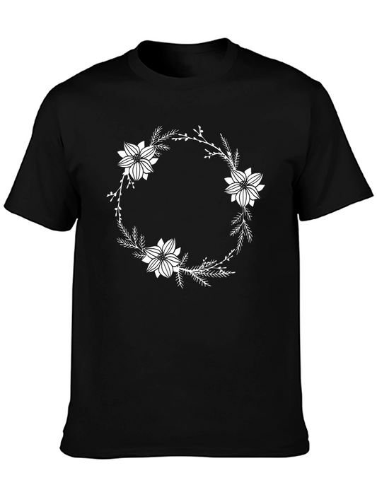 Floral Wreath Graphic Black Tee