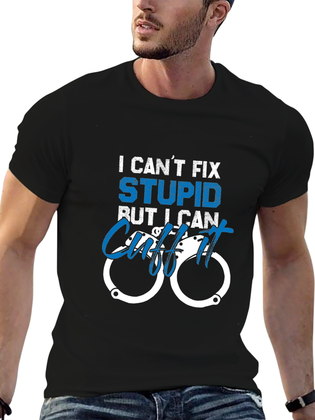 Funny Police Officer T-Shirt - I Cant Fix Stupid