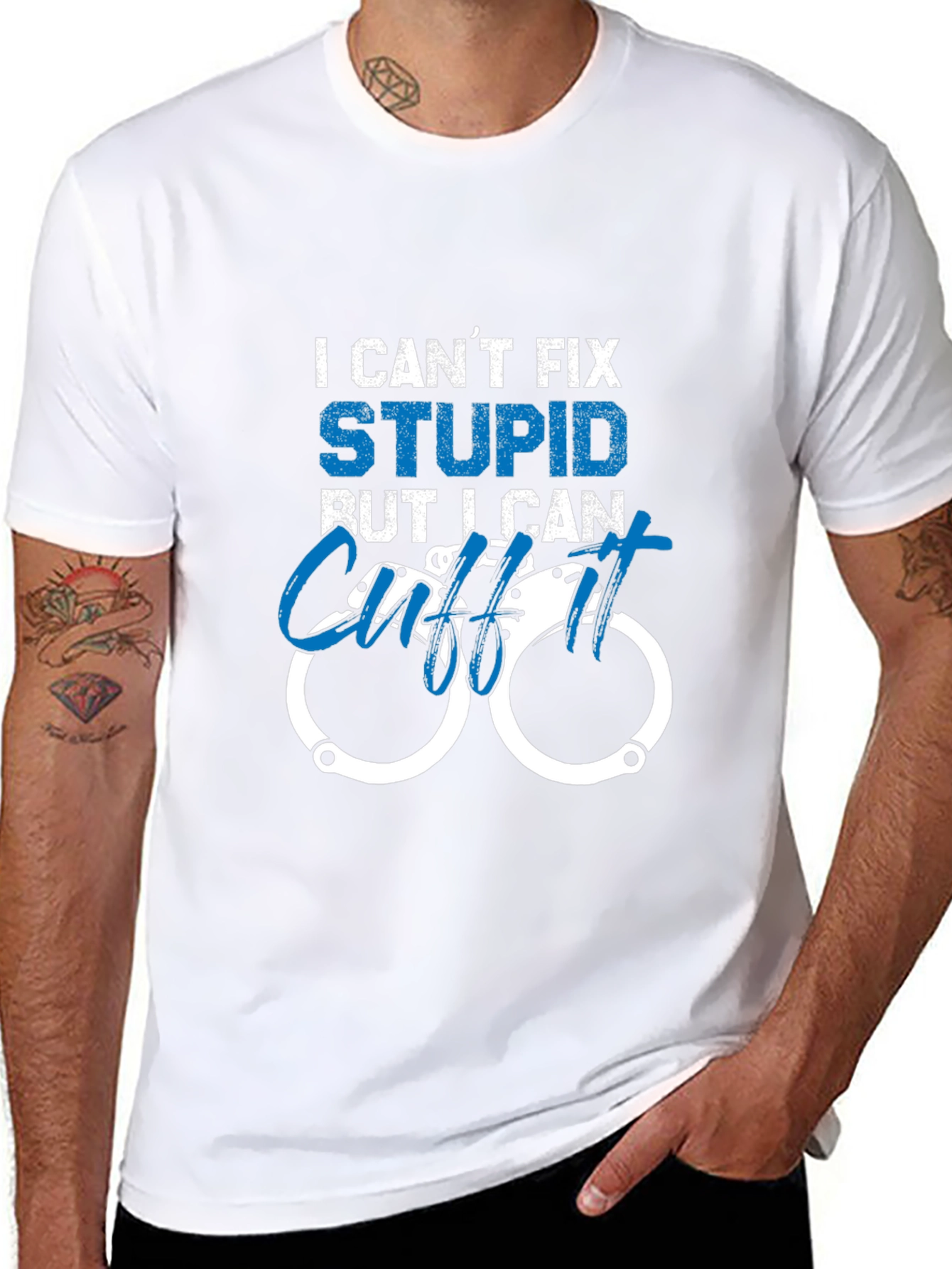 Funny Police Officer T-Shirt - I Cant Fix Stupid