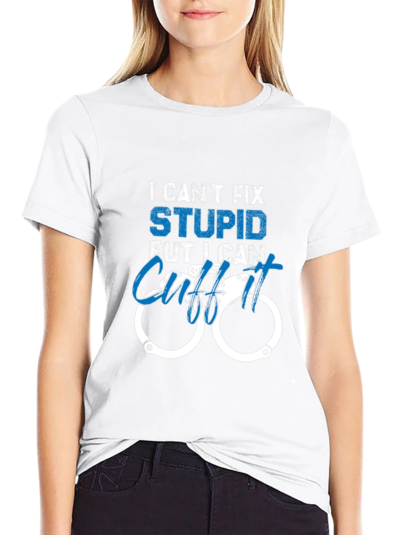 Funny Police Officer T-Shirt - I Cant Fix Stupid