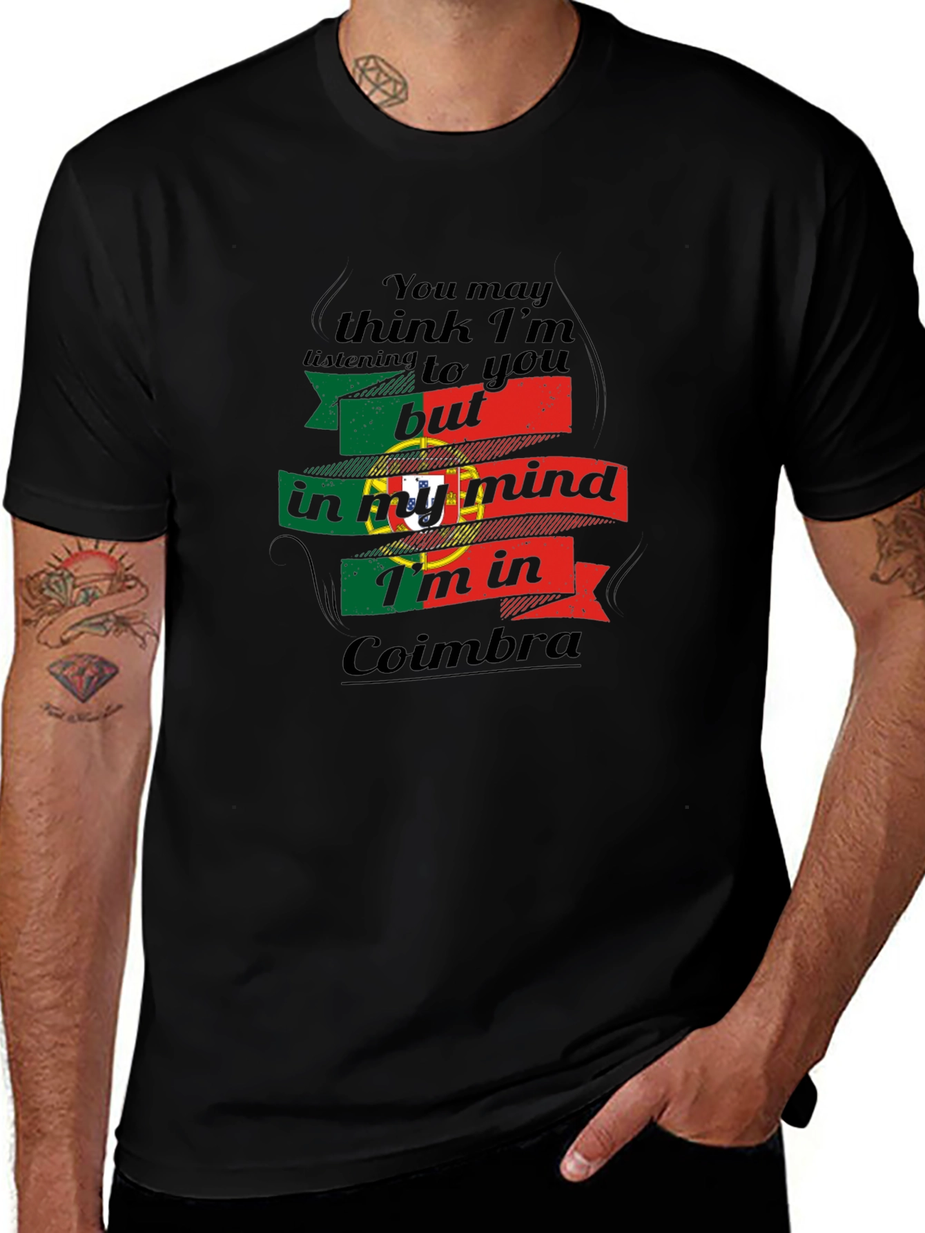 Portugal Coimbra Mind T-Shirt - Black