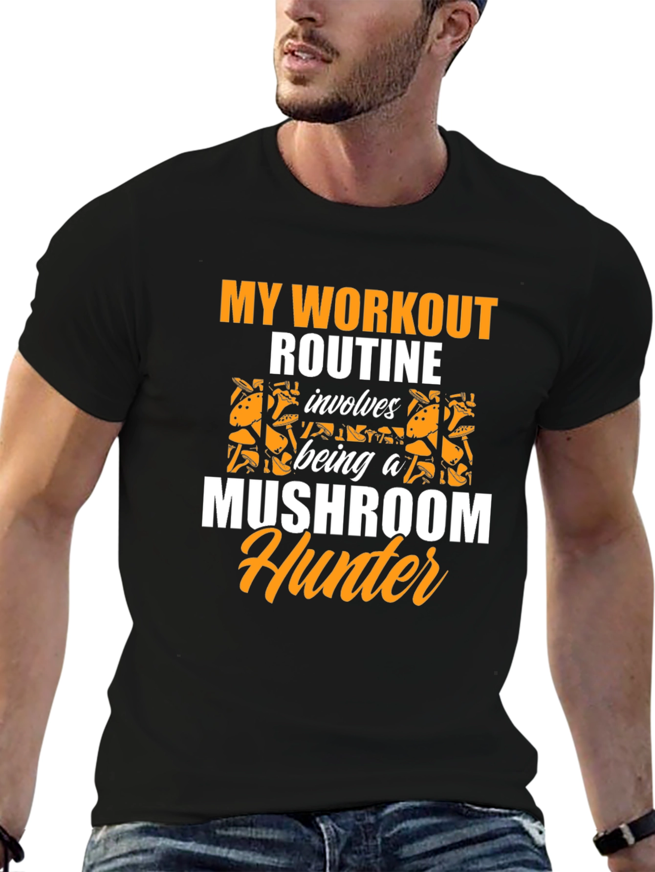 Mushroom Hunter Workout Routine Graphic Tee
