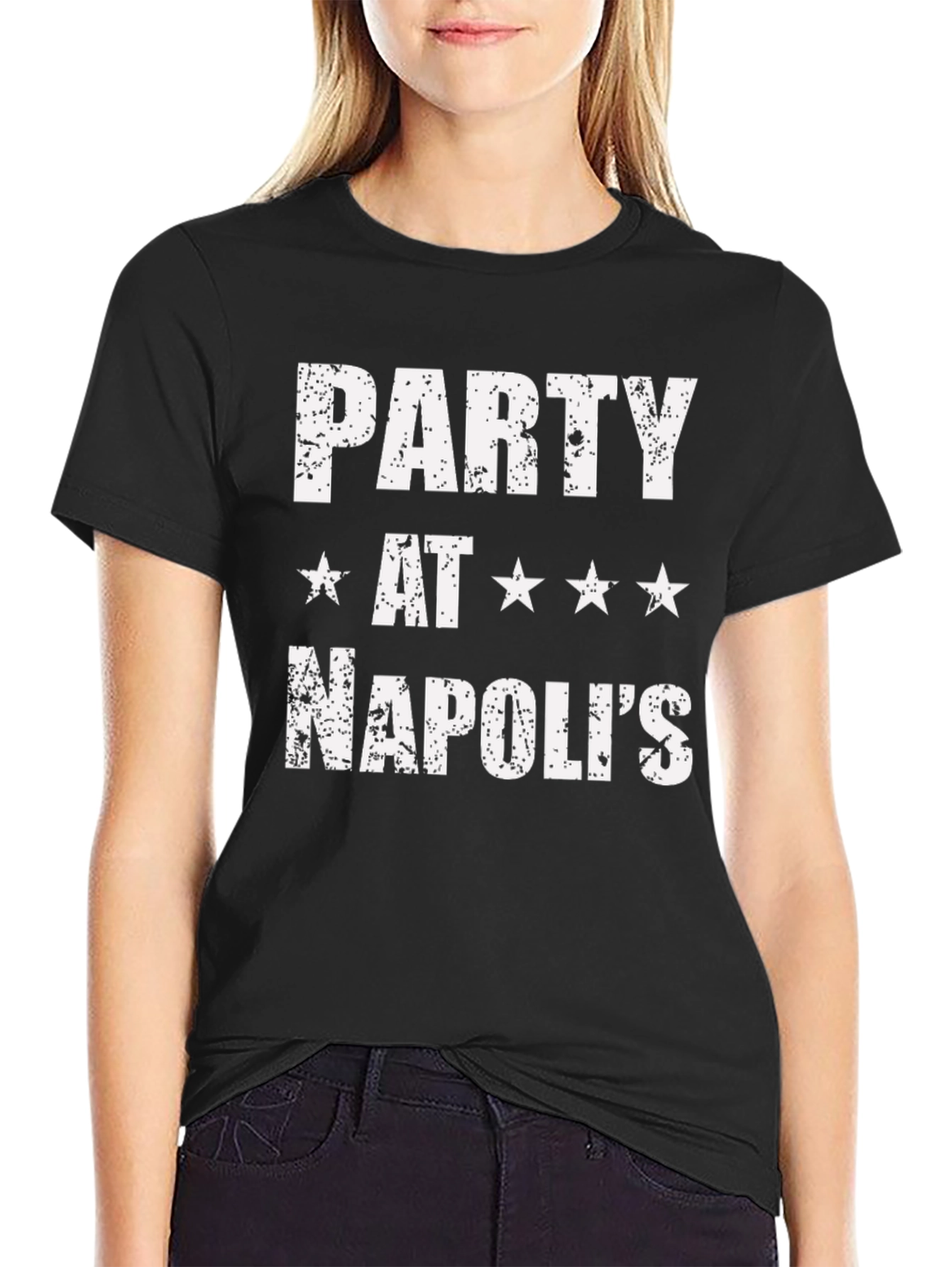 Party at Napolis T-Shirt | Black Crew Neck Tee