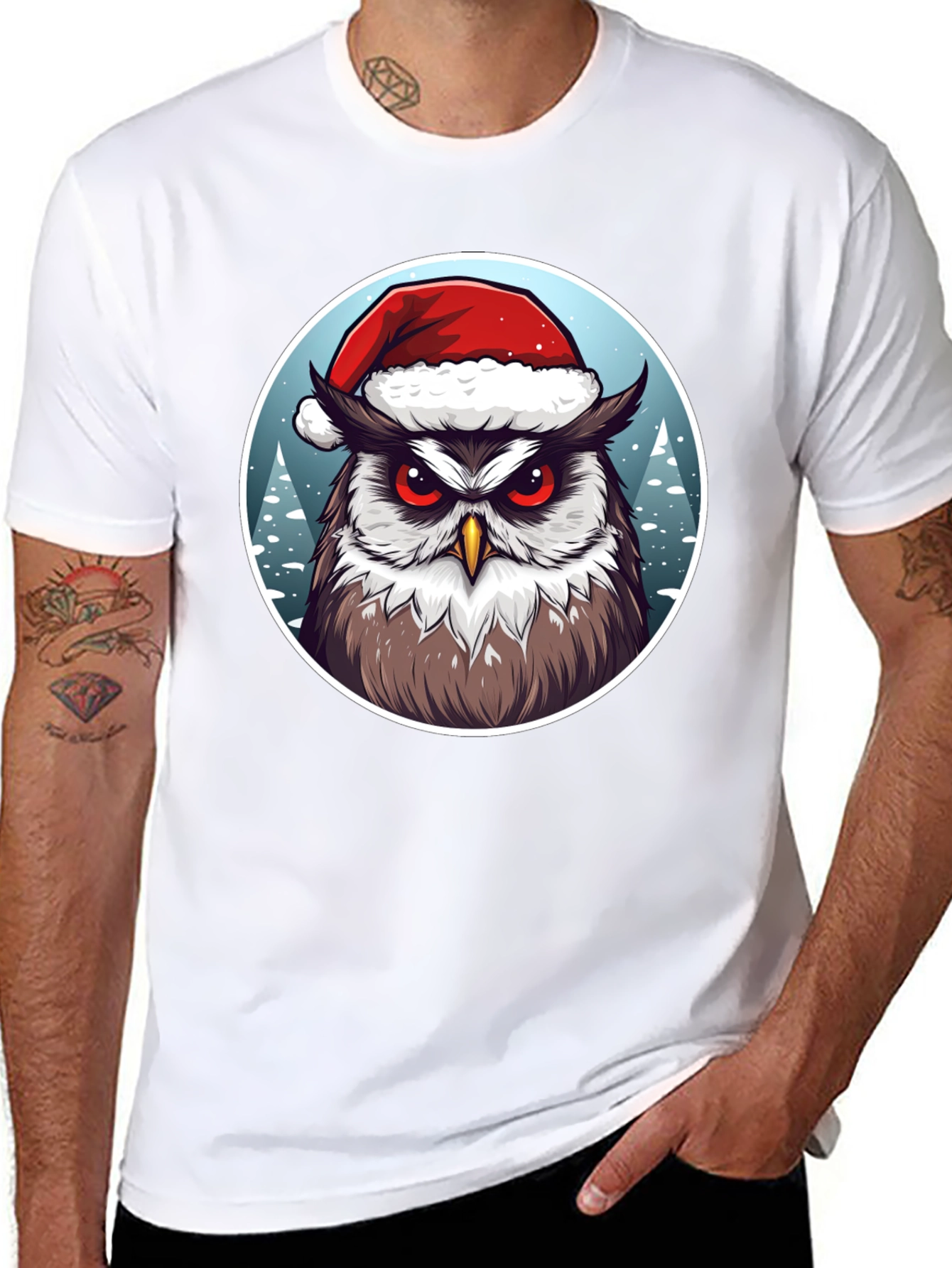 Christmas Owl T-Shirt - Holiday Festive Apparel
