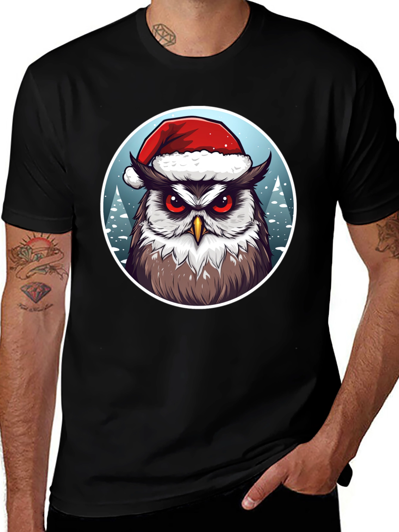 Christmas Owl T-Shirt - Holiday Festive Apparel