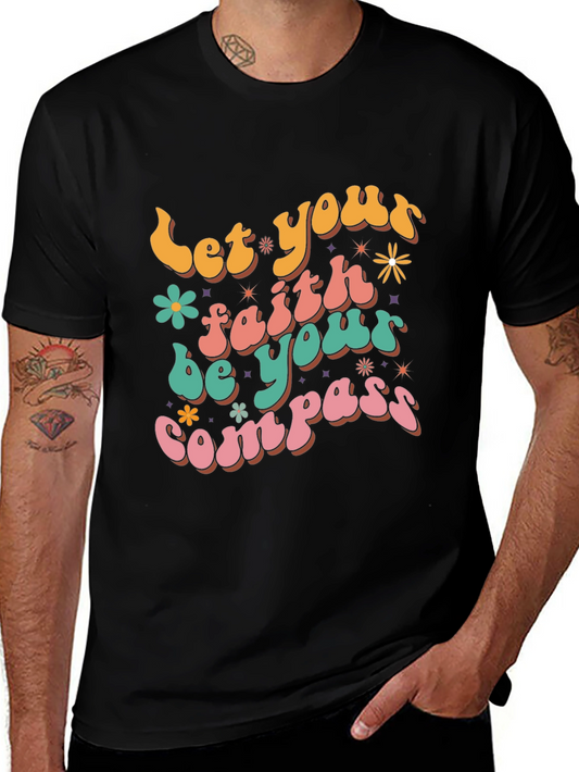 Faith Compass Graphic Tee - Retro Style