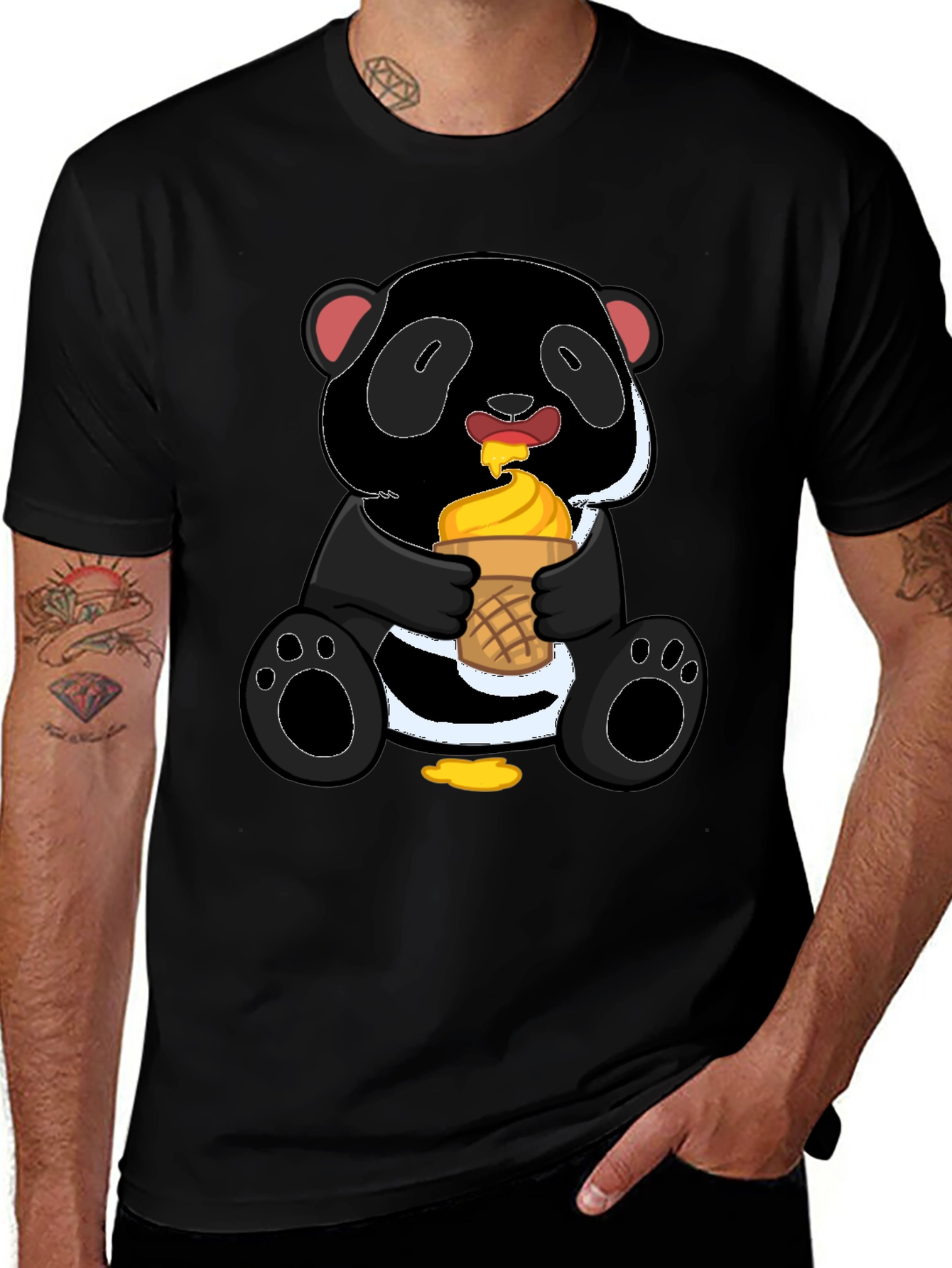 Panda Eating Ice Cream Graphic Tee