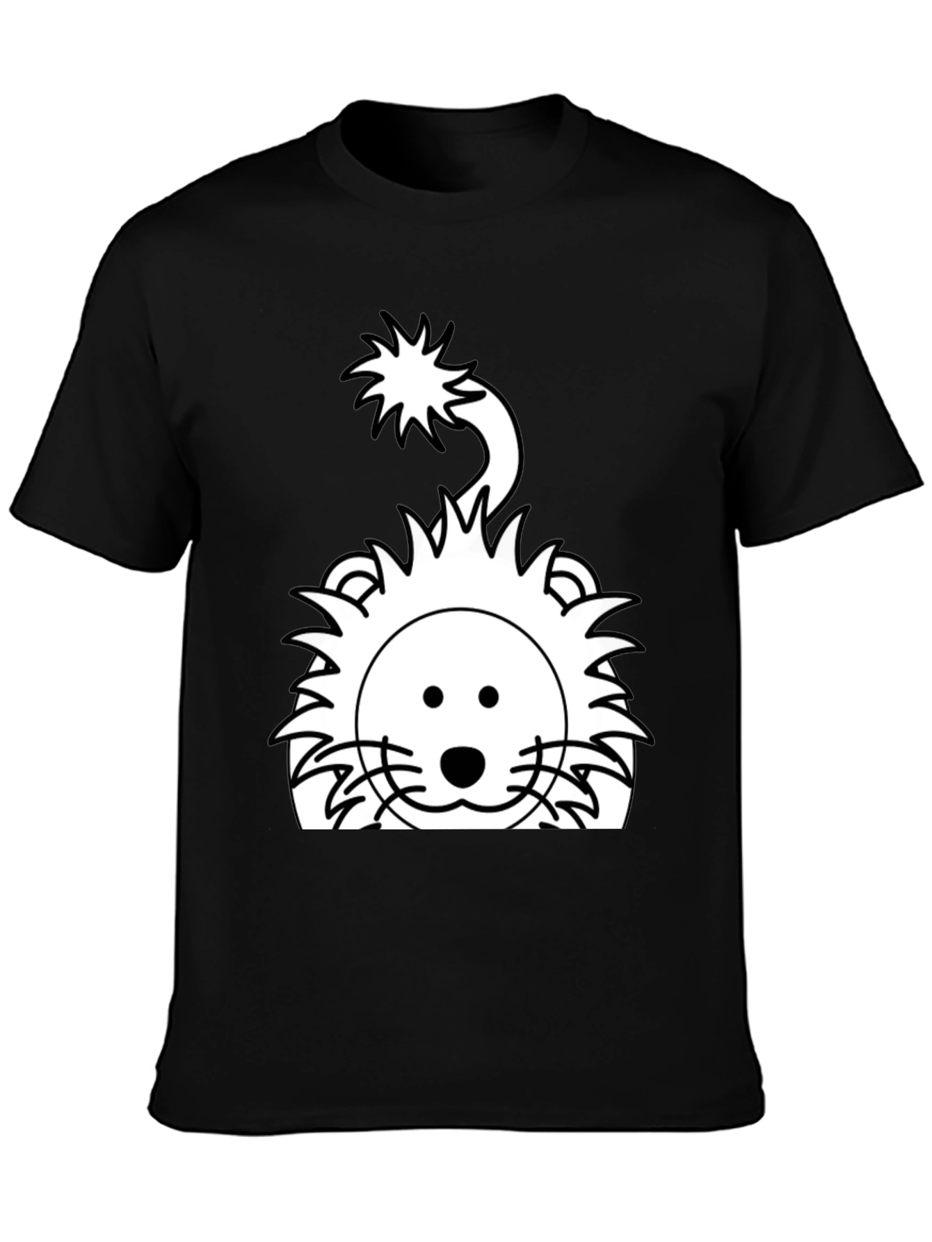 Cartoon Lion Graphic Tee - Black