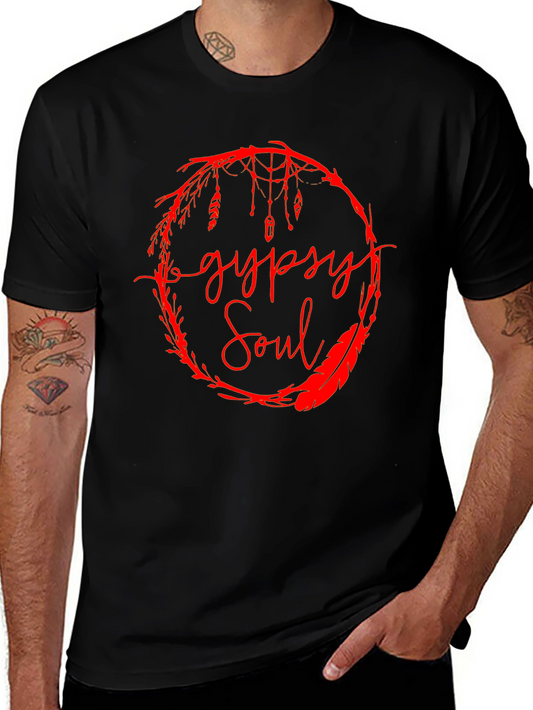 Gypsy Soul Graphic Tee -  Stylish Mens Black T-Shirt