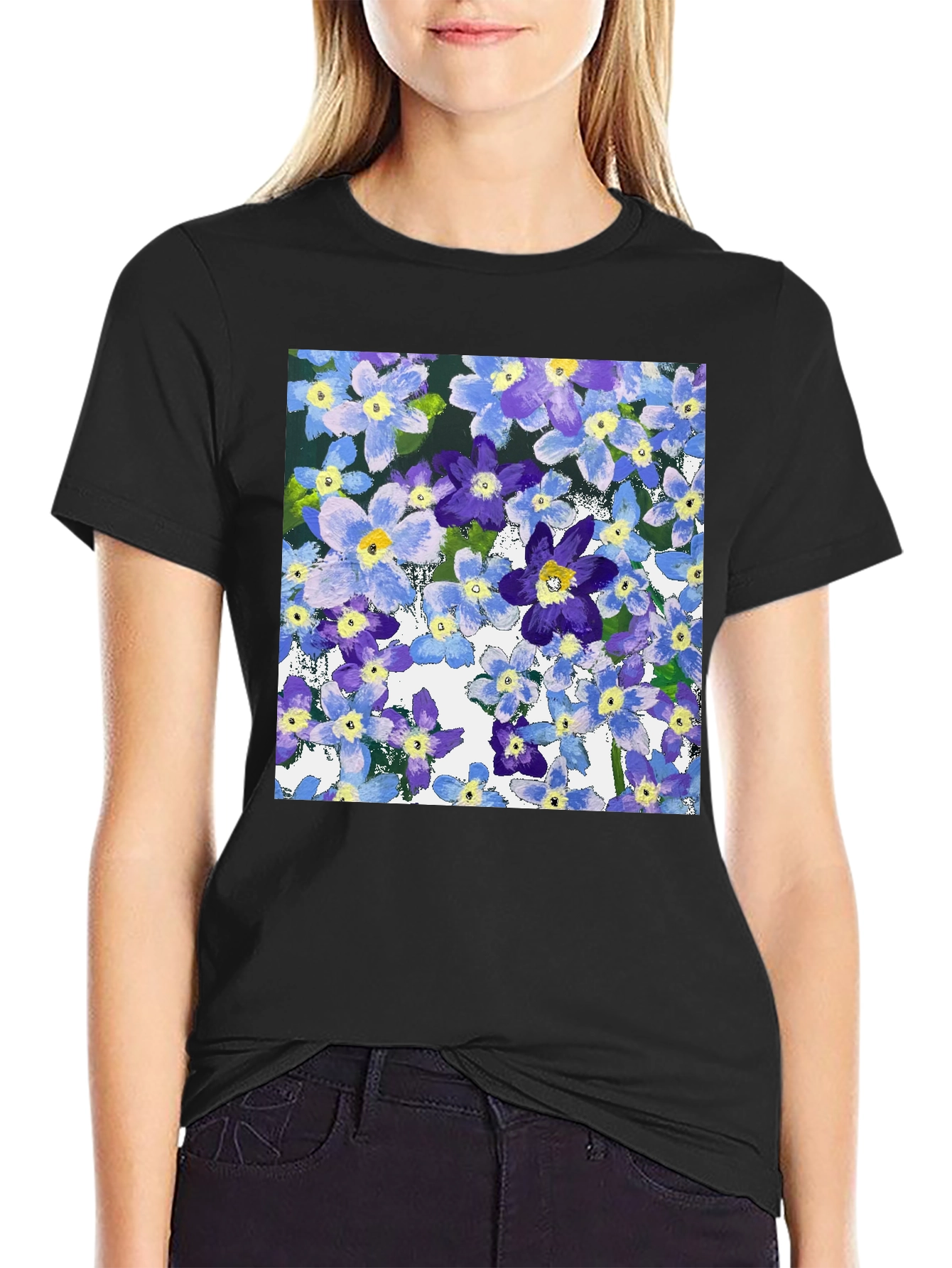 Floral Print T-Shirt: Painterly Bloom Tee