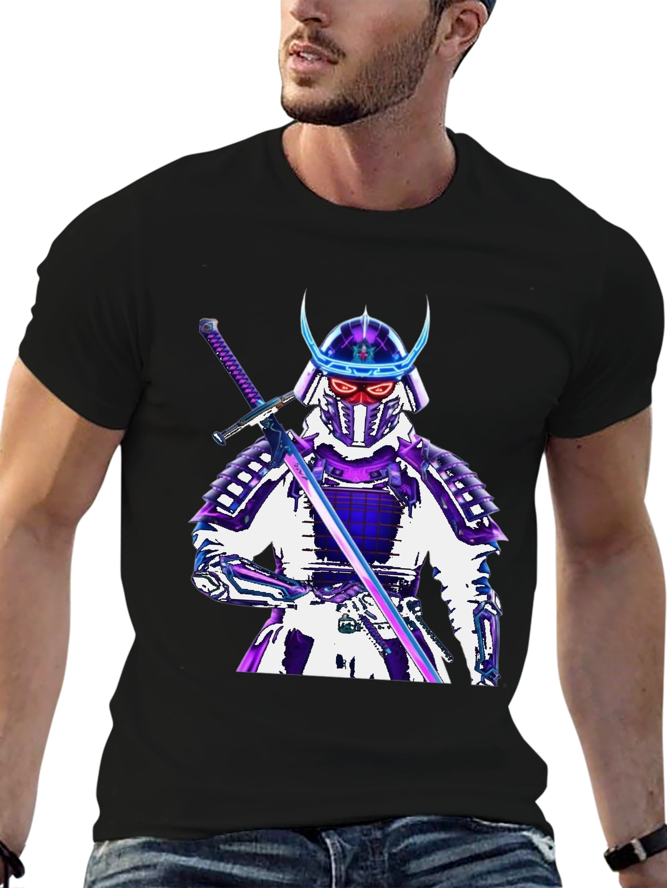 Samurai Warrior Graphic T-Shirt - Black