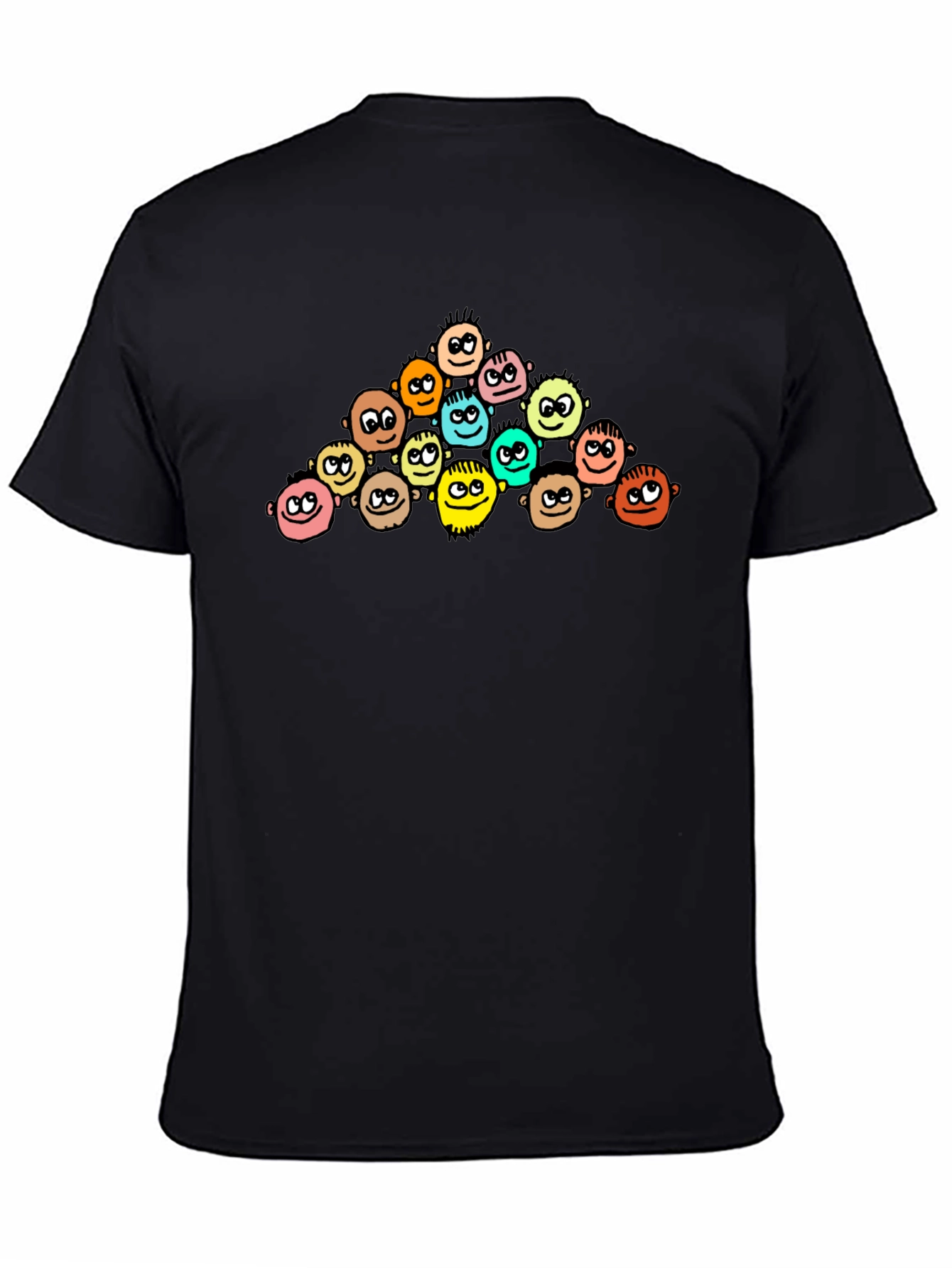 Cartoon Crowd Black T-Shirt