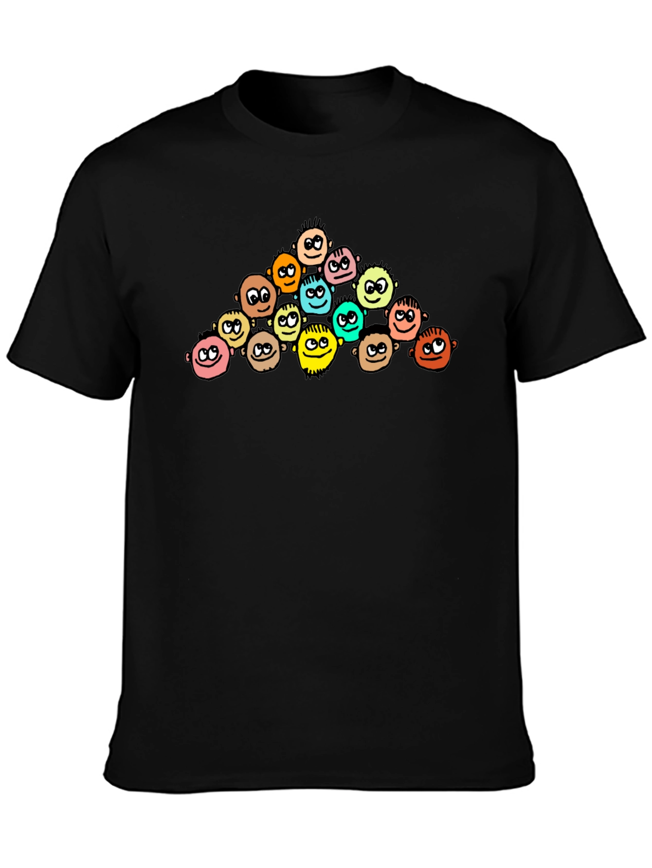 Cartoon Crowd Black T-Shirt