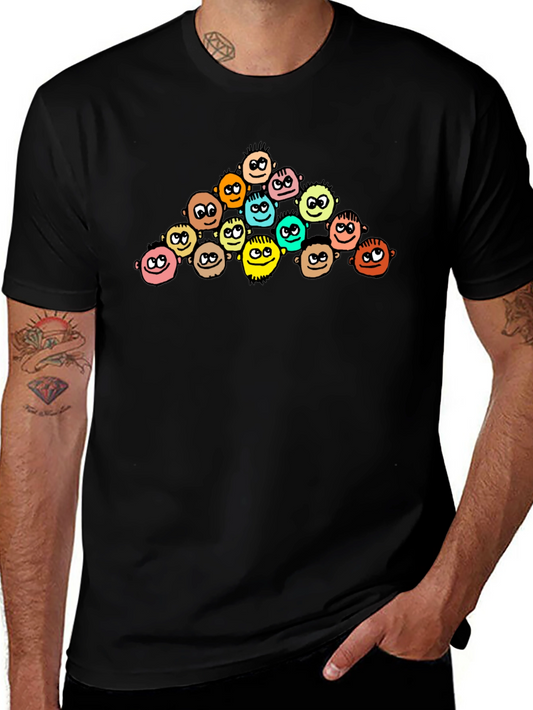 Cartoon Crowd Black T-Shirt