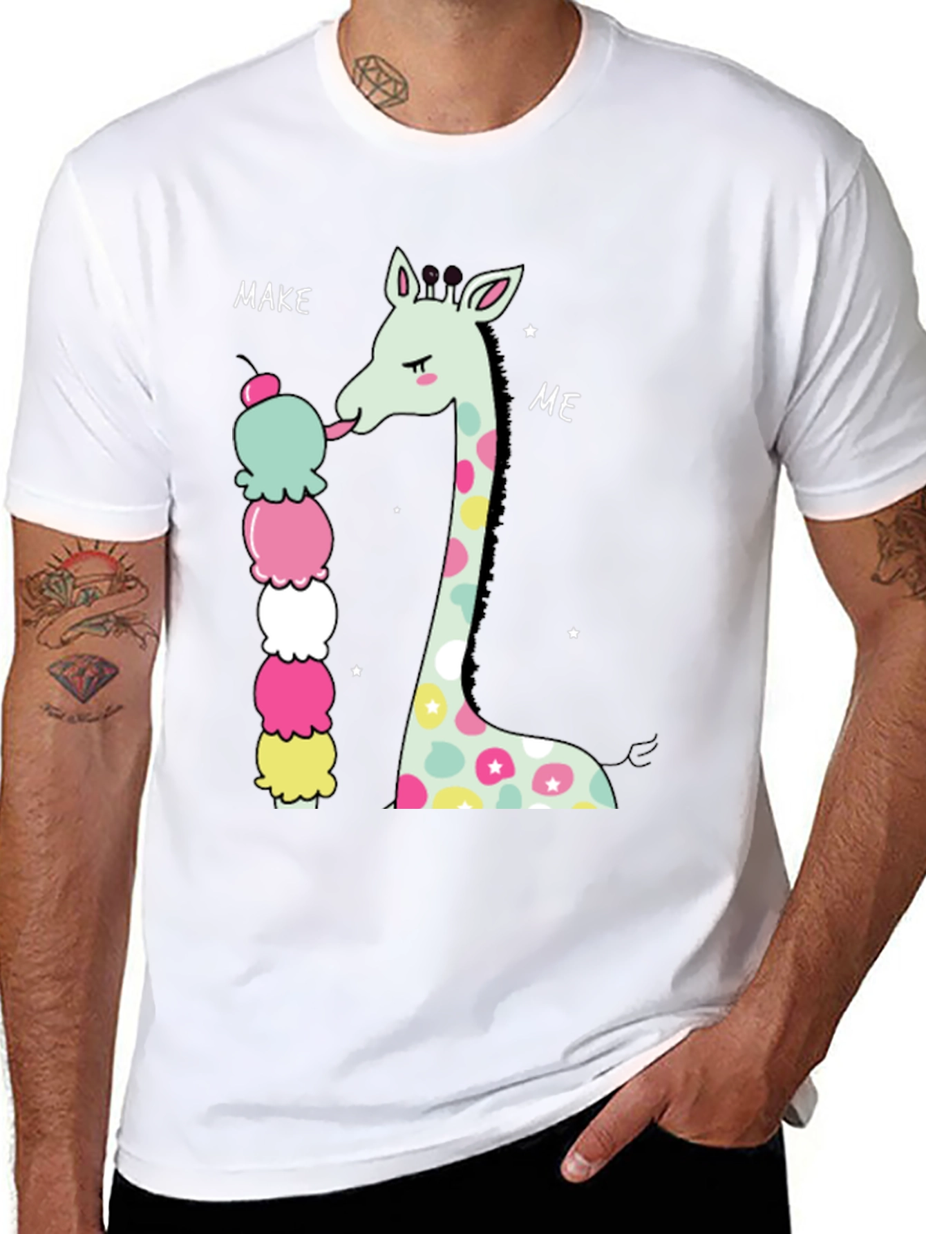 Giraffe Ice Cream Graphic T-Shirt