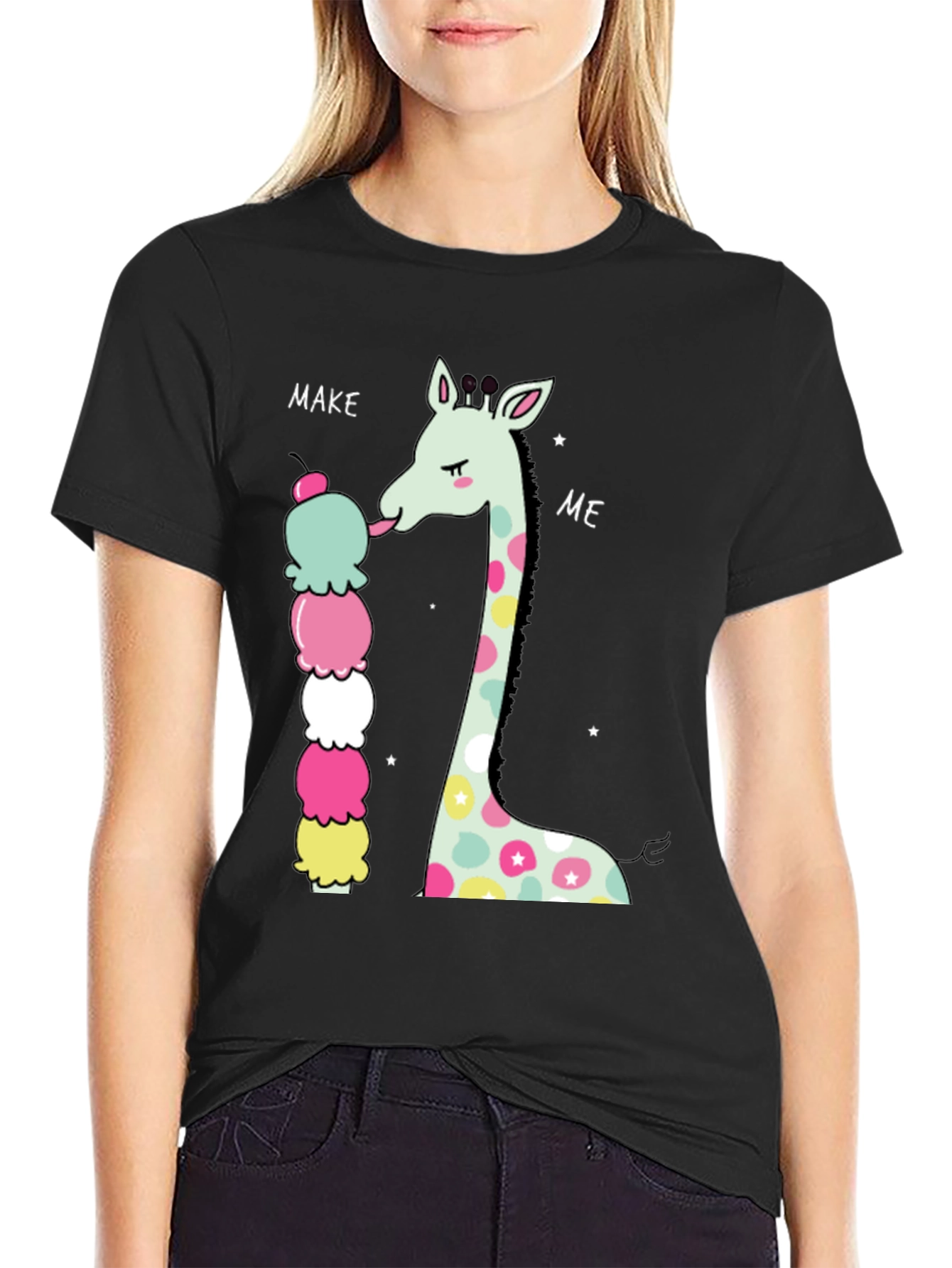 Giraffe Ice Cream Graphic T-Shirt