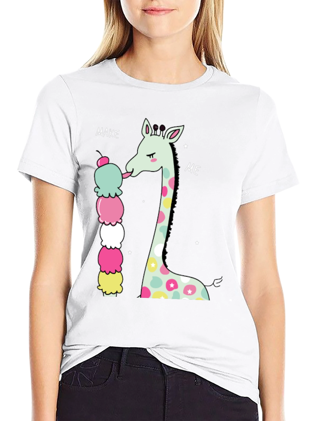 Giraffe Ice Cream Graphic T-Shirt