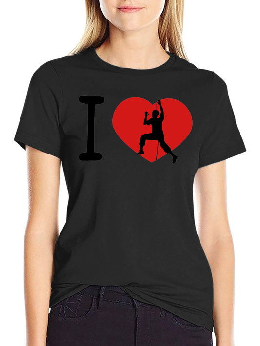 I Heart Rock Climbing Black Graphic T-Shirt