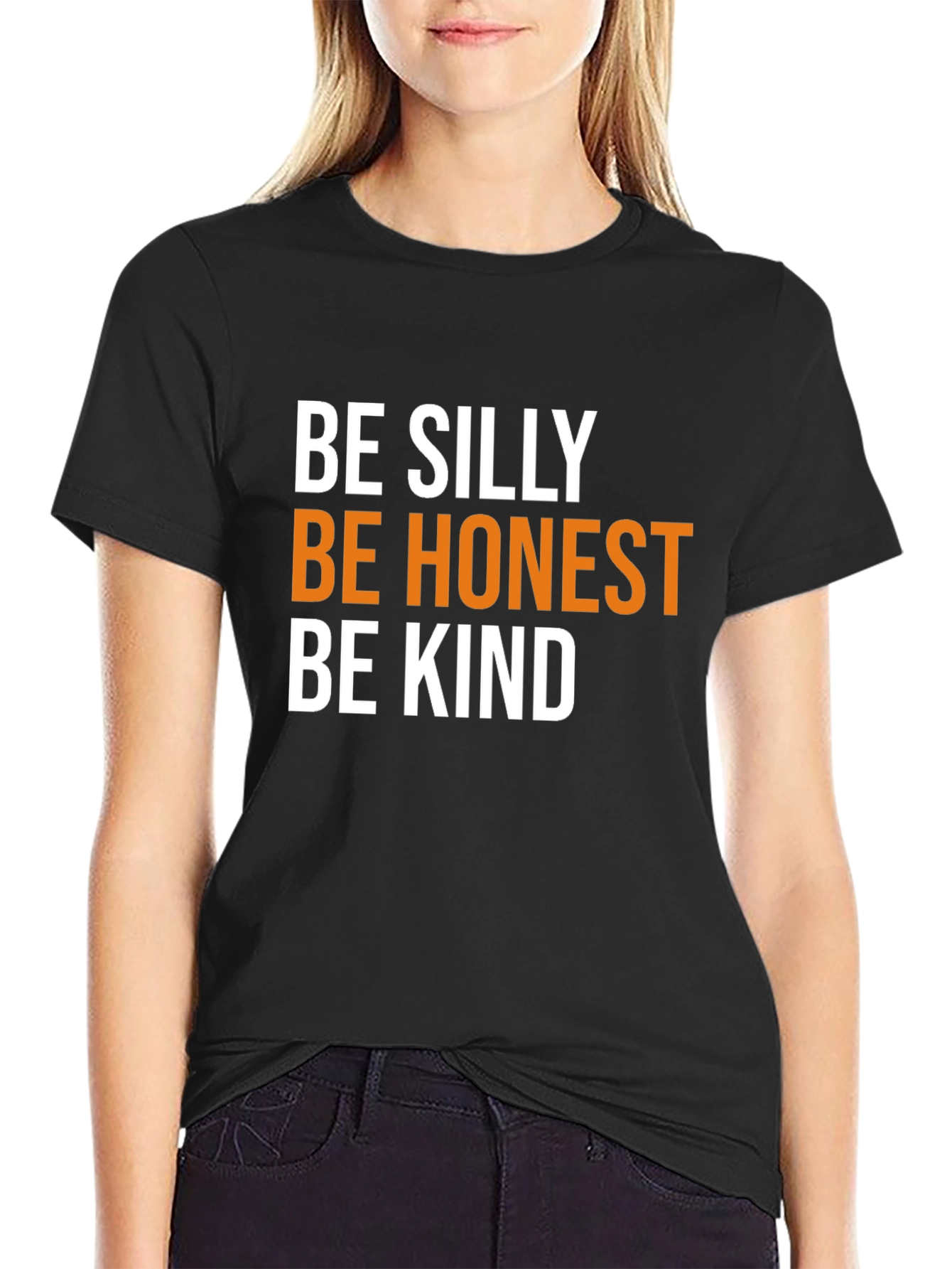 Be Silly Honest Kind Black Tee