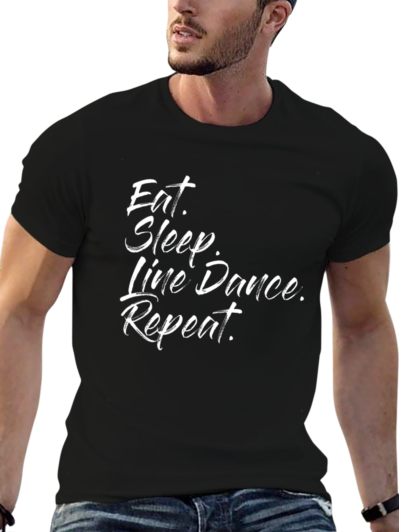 Eat Sleep Line Dance Repeat Black T-Shirt