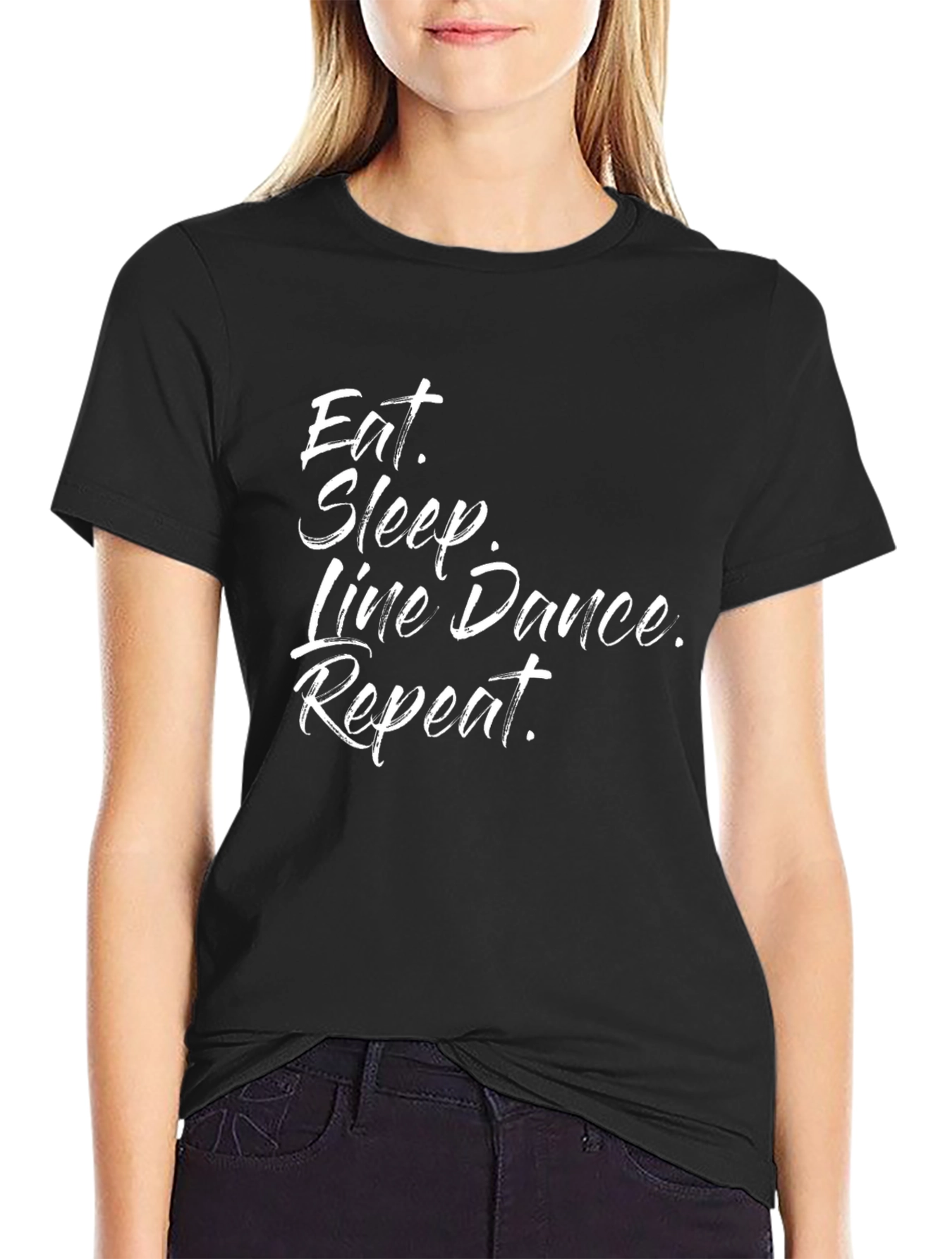Eat Sleep Line Dance Repeat Black T-Shirt