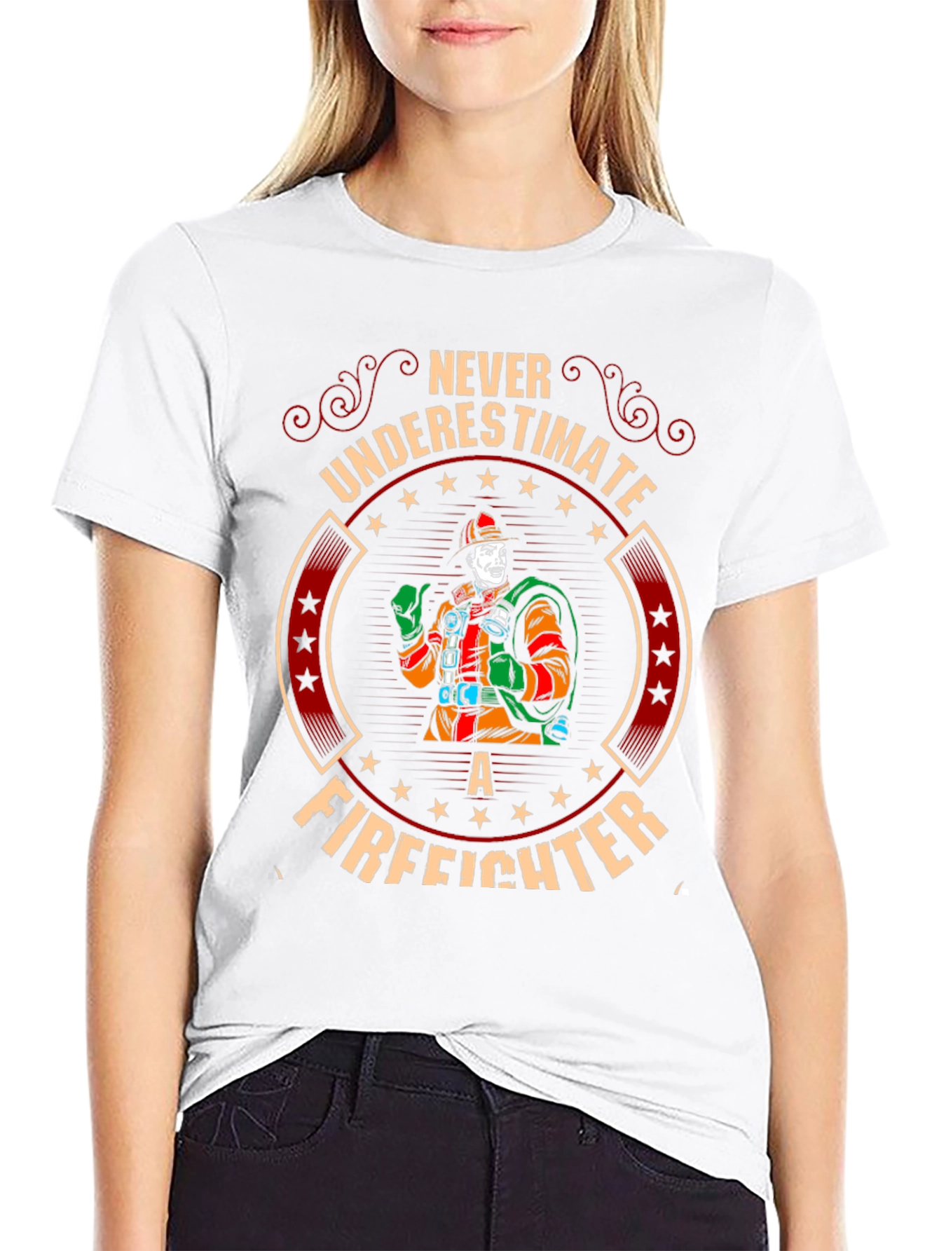 Firefighter Graphic T-Shirt - Never Underestimate