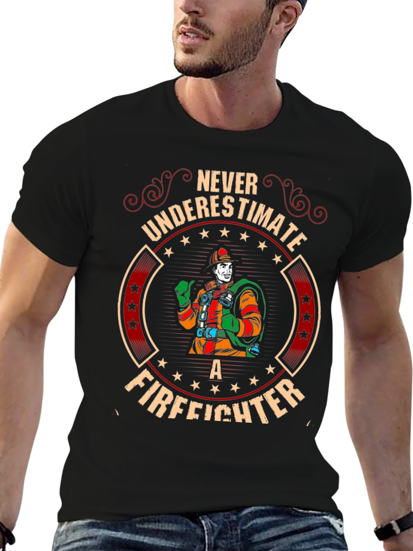 Firefighter Graphic T-Shirt - Never Underestimate
