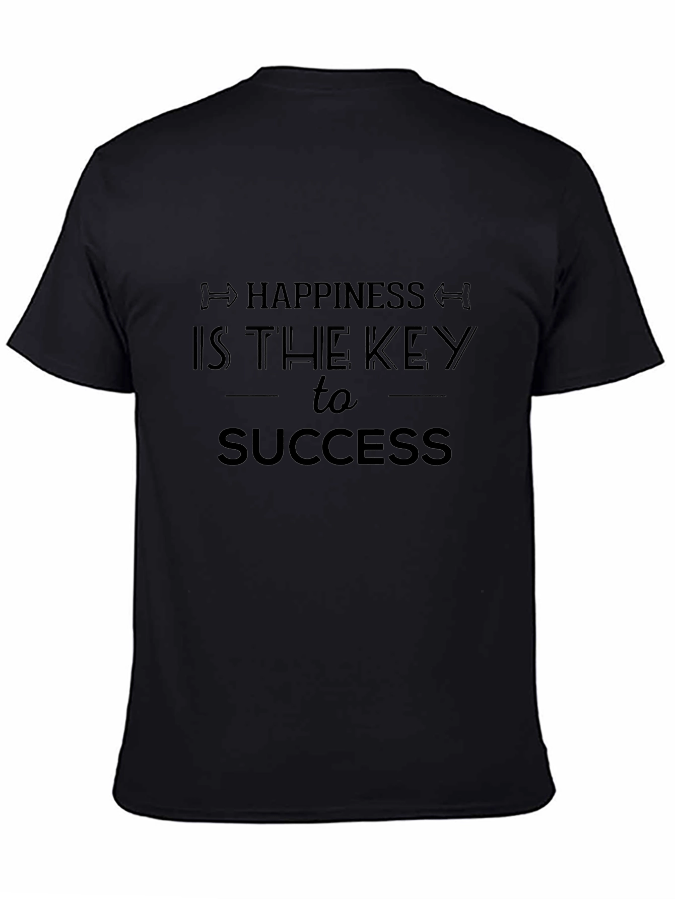 Happiness Key to Success Graphic Black T-Shirt
