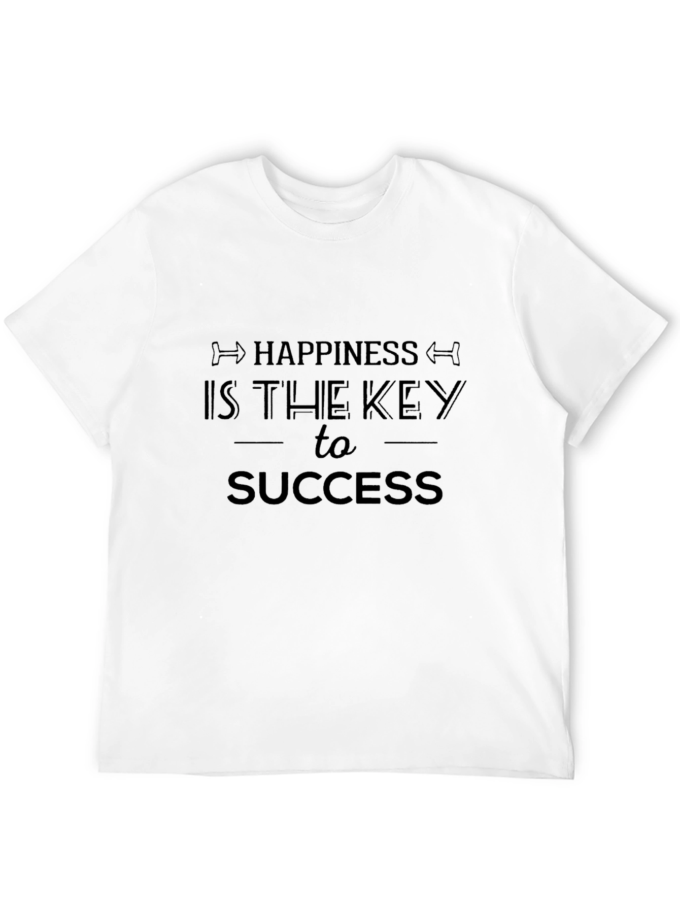Happiness Key to Success Graphic Black T-Shirt