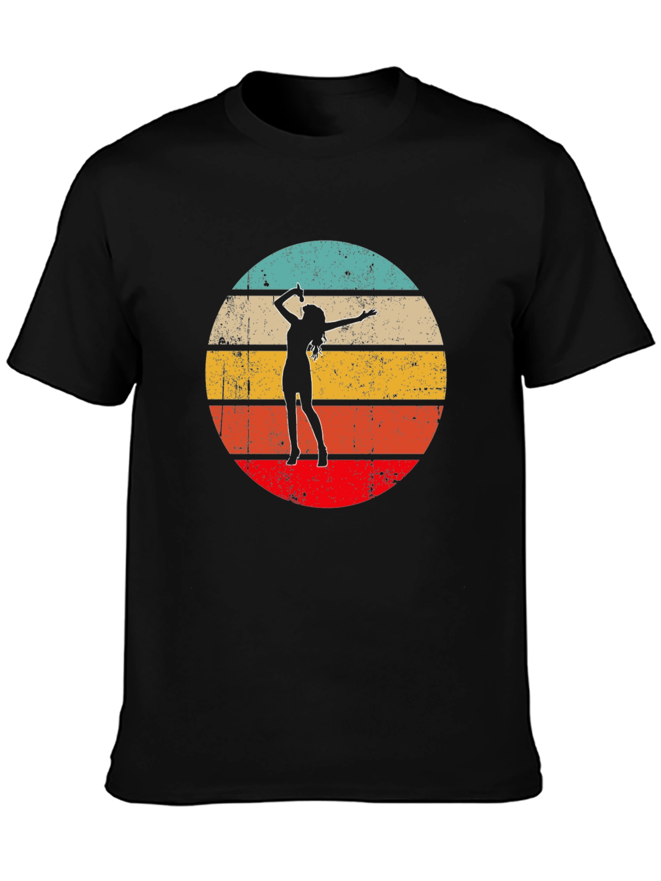 Retro Sunset Singer Black T-Shirt