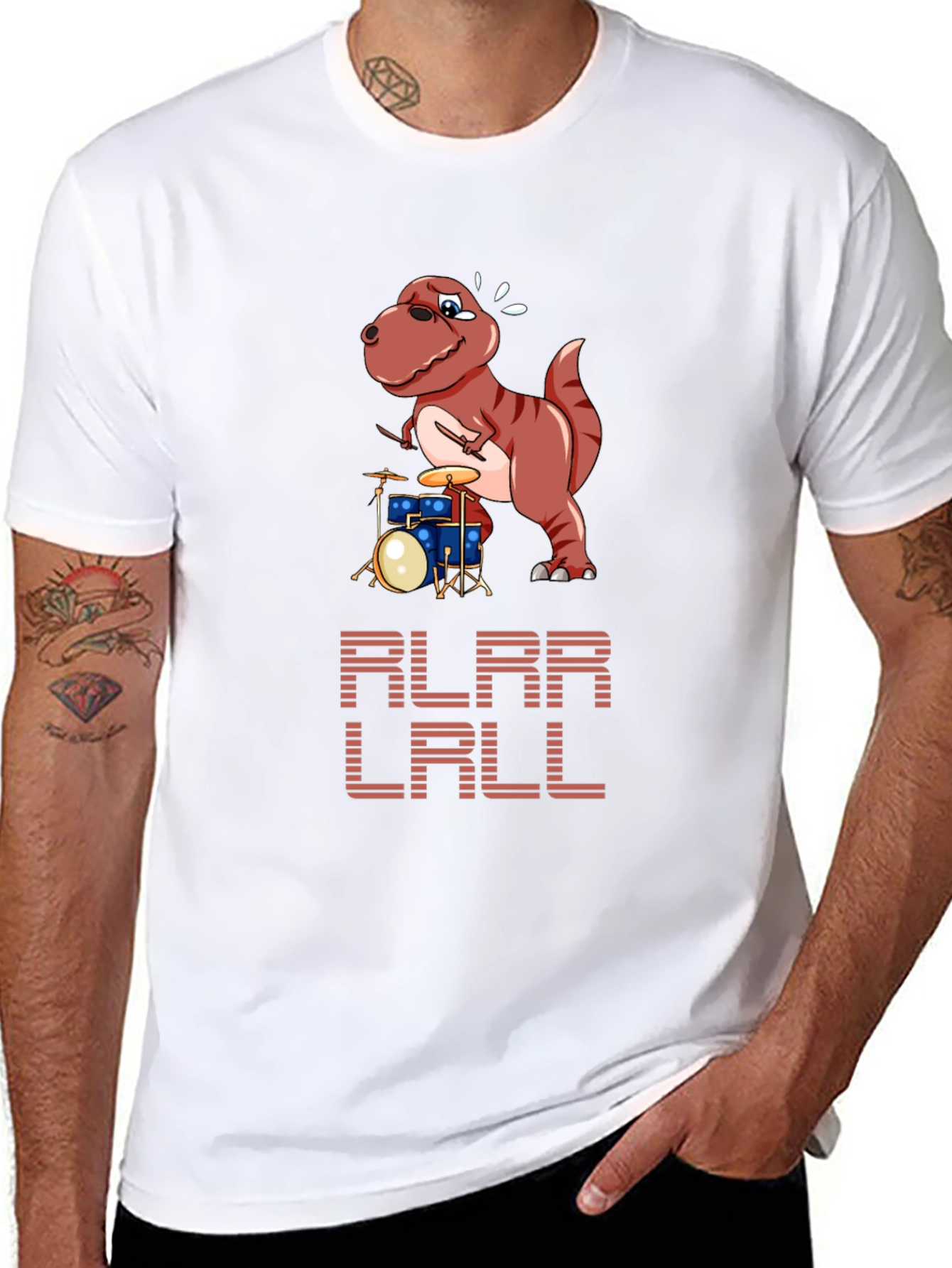 Dino Drummer T-Shirt - Rock and Roar!