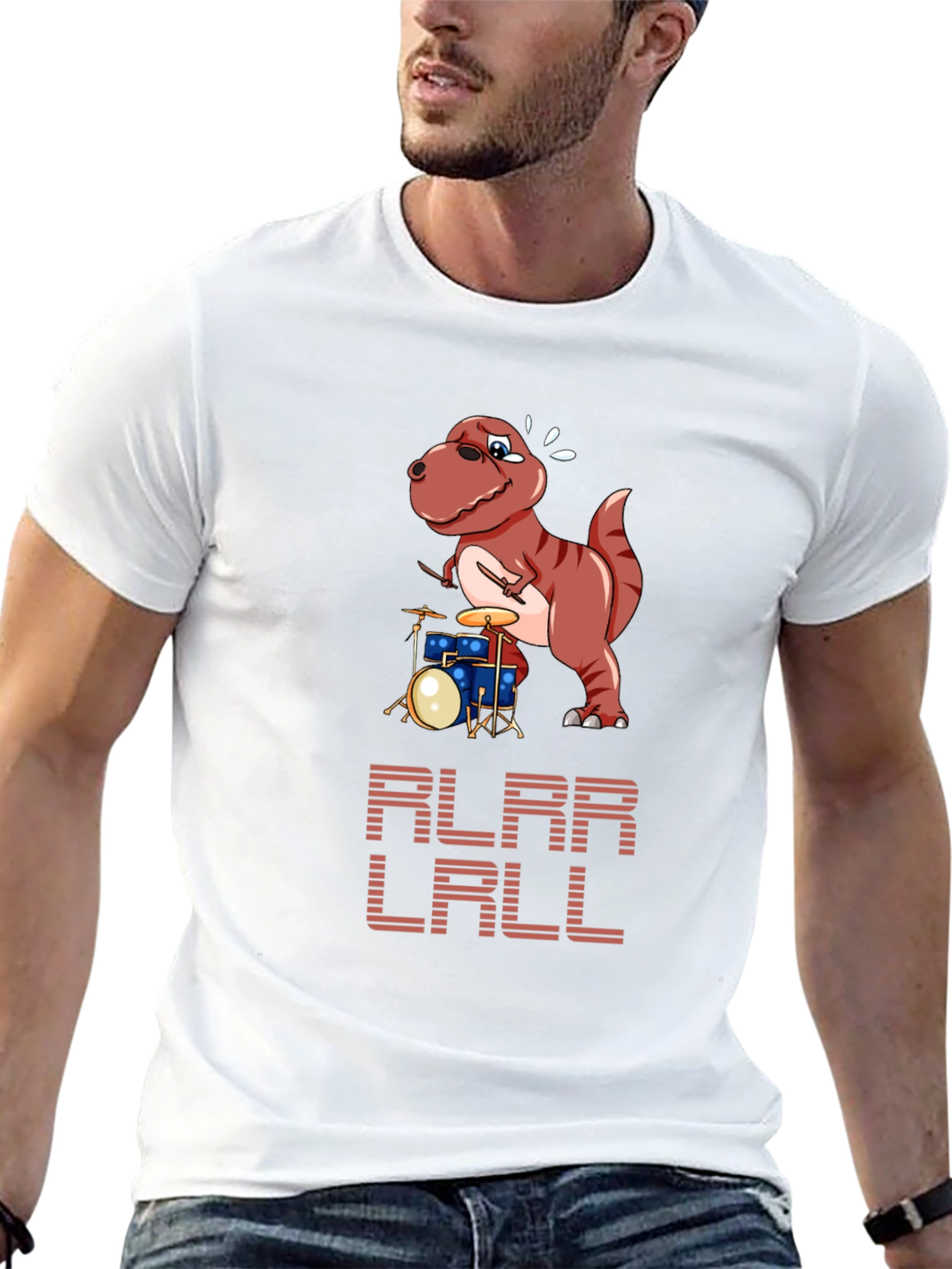 Dino Drummer T-Shirt - Rock and Roar!
