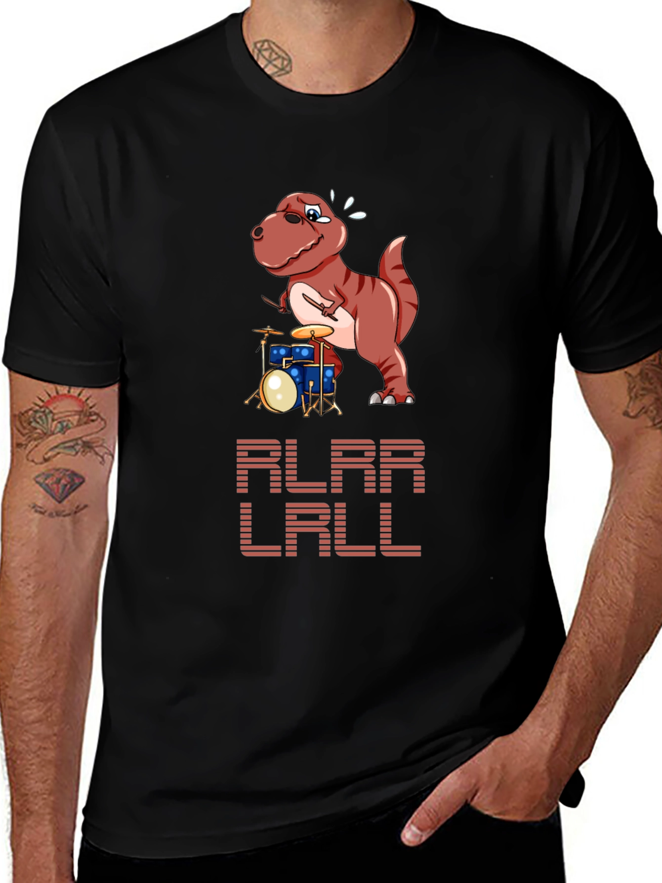 Dino Drummer T-Shirt - Rock and Roar!
