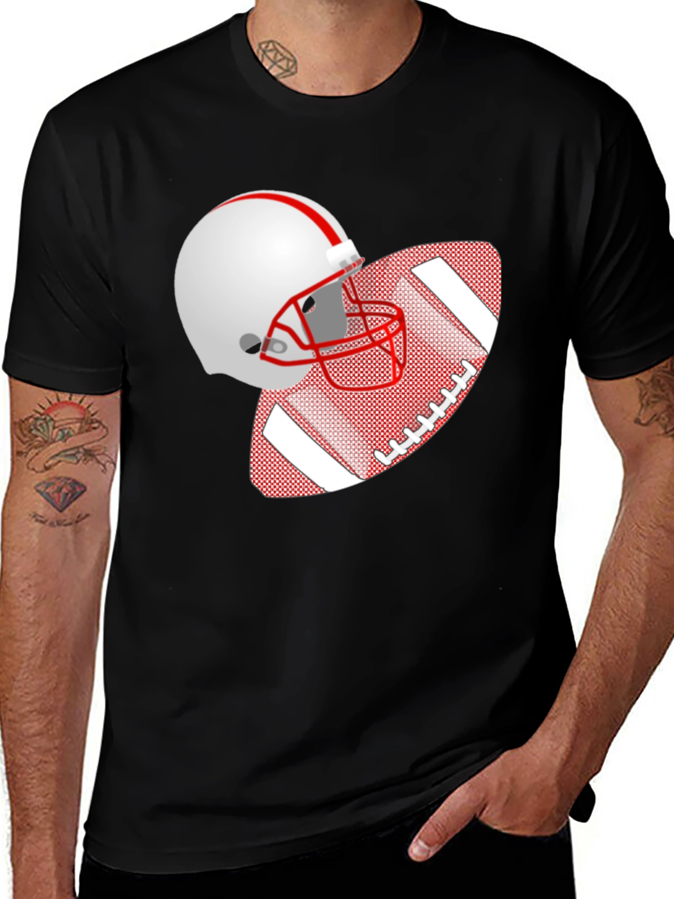 Football Helmet & Ball Graphic T-Shirt