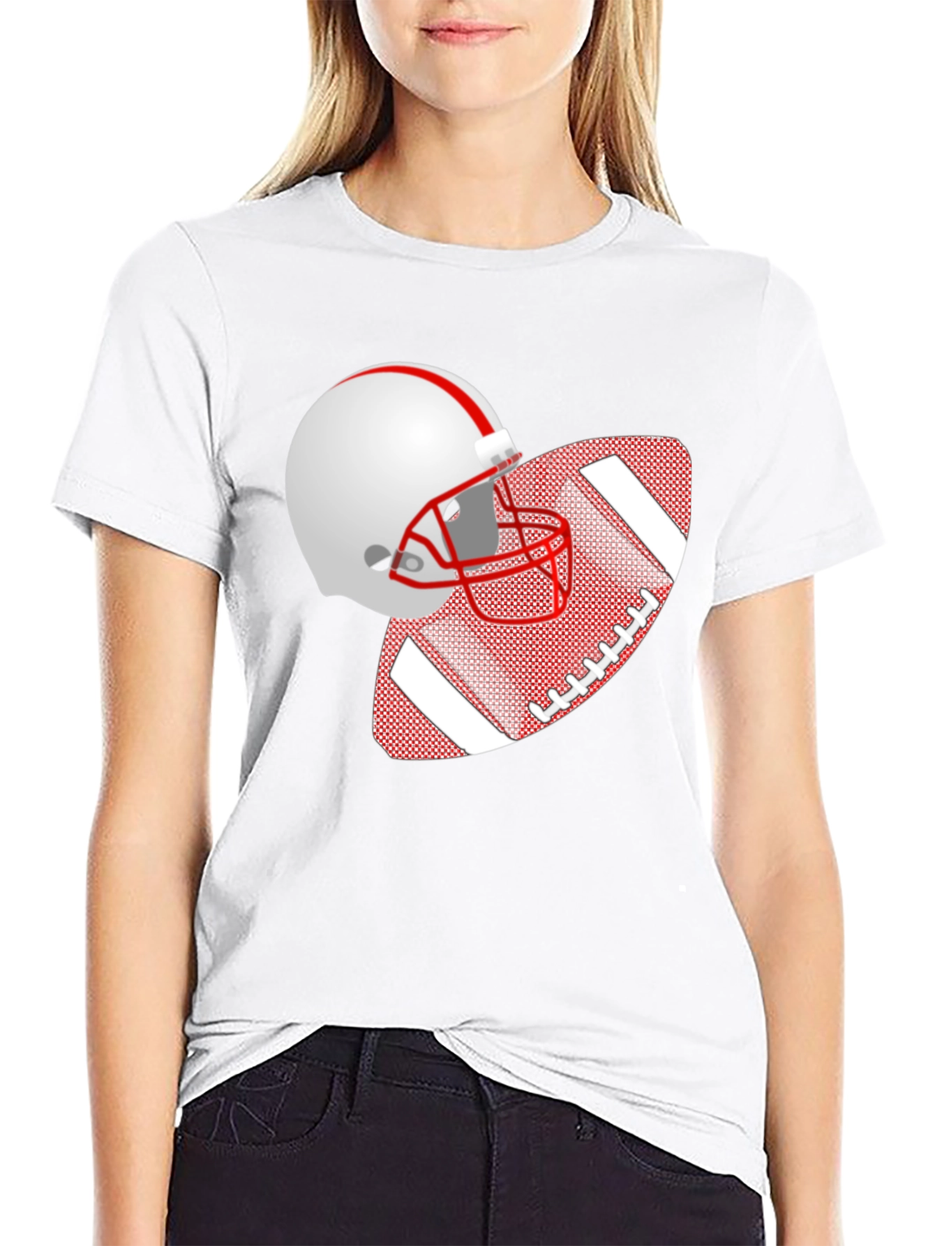 Football Helmet & Ball Graphic T-Shirt