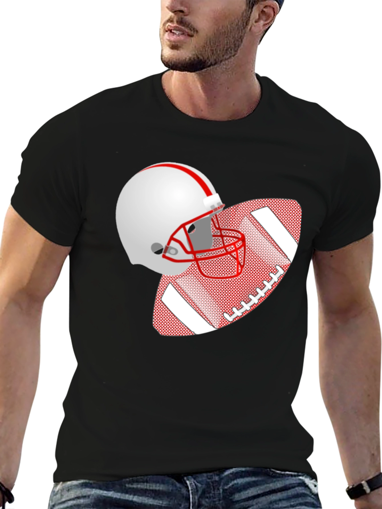 Football Helmet & Ball Graphic T-Shirt