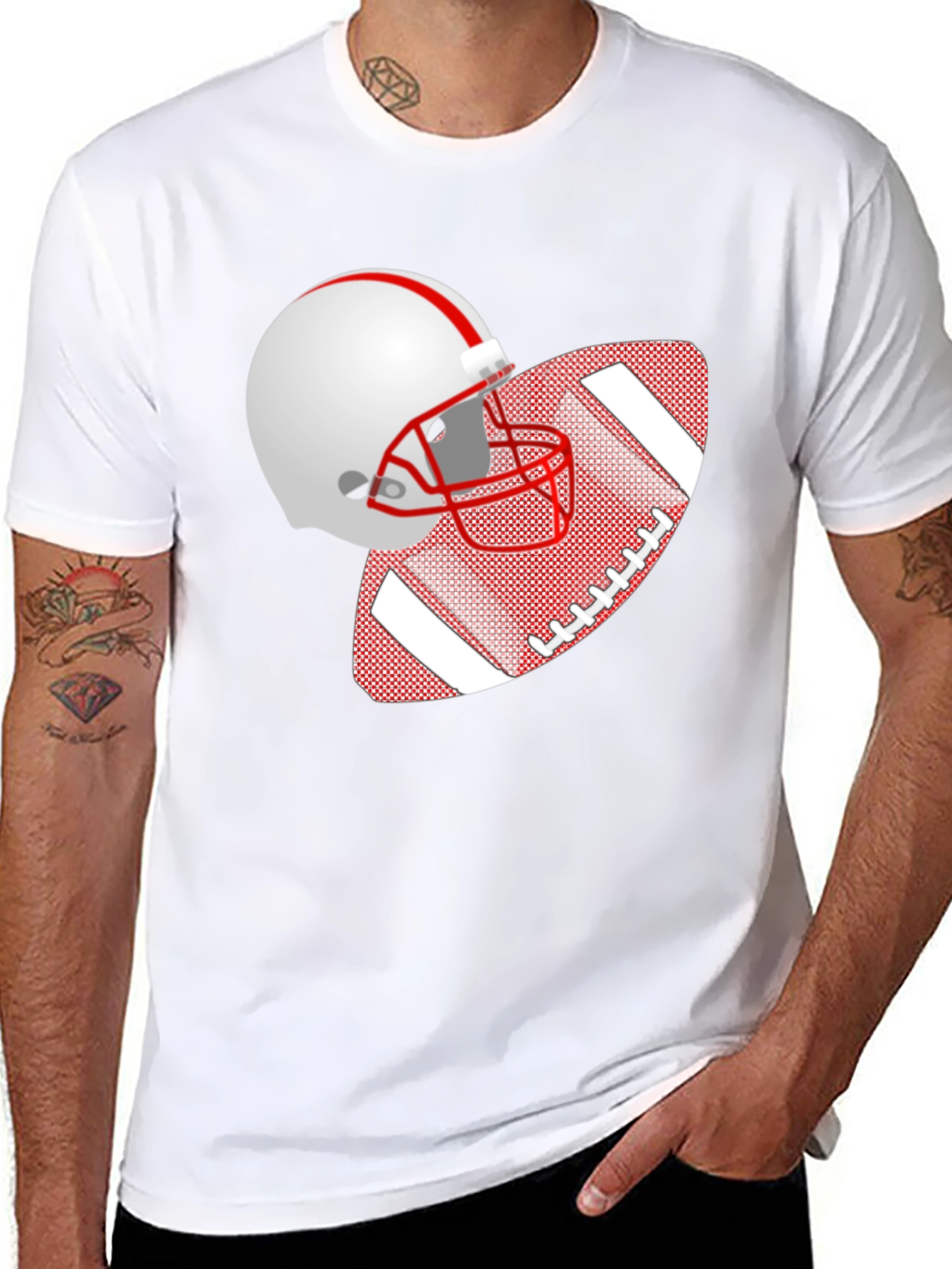 Football Helmet & Ball Graphic T-Shirt