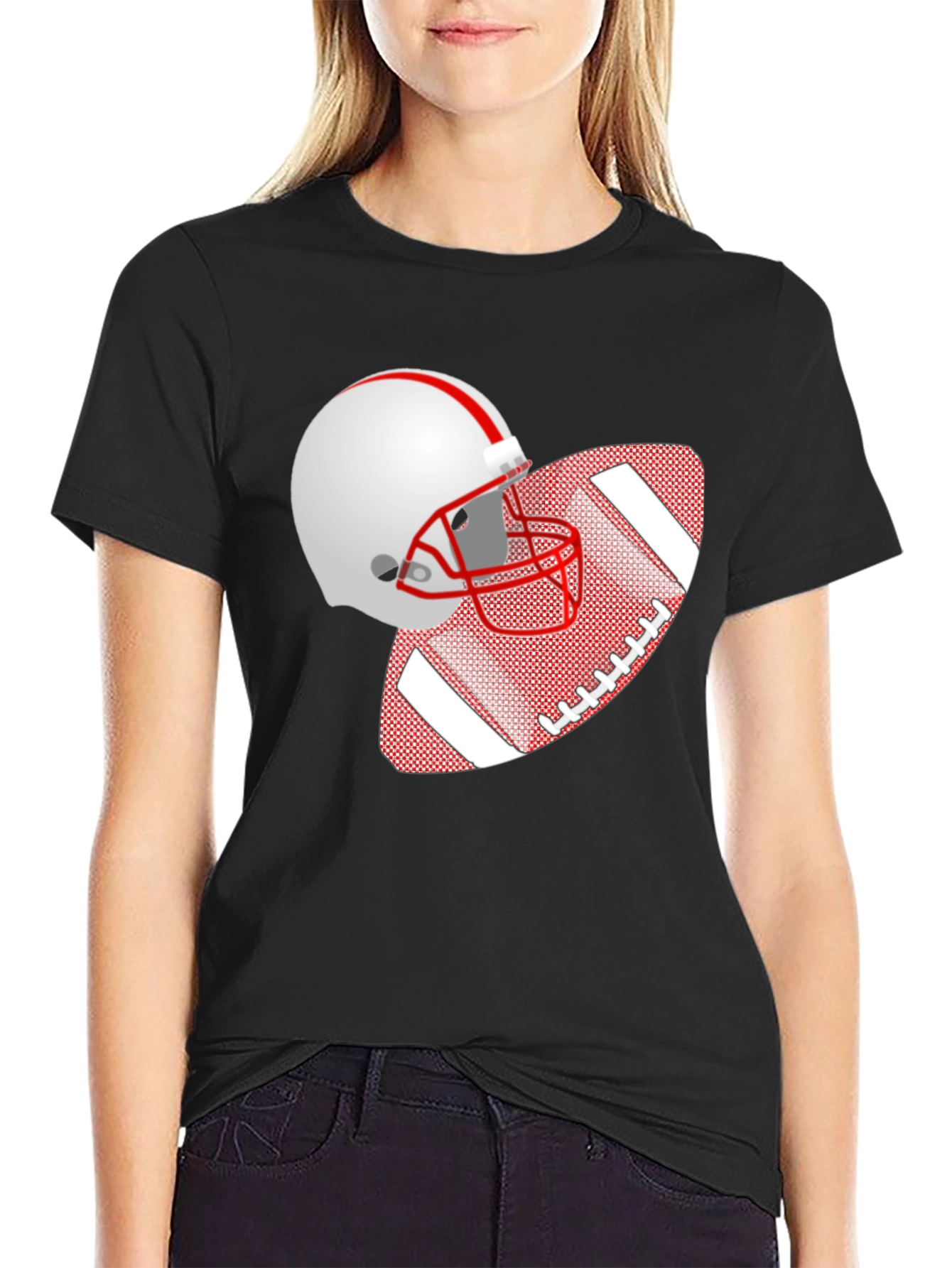 Football Helmet & Ball Graphic T-Shirt