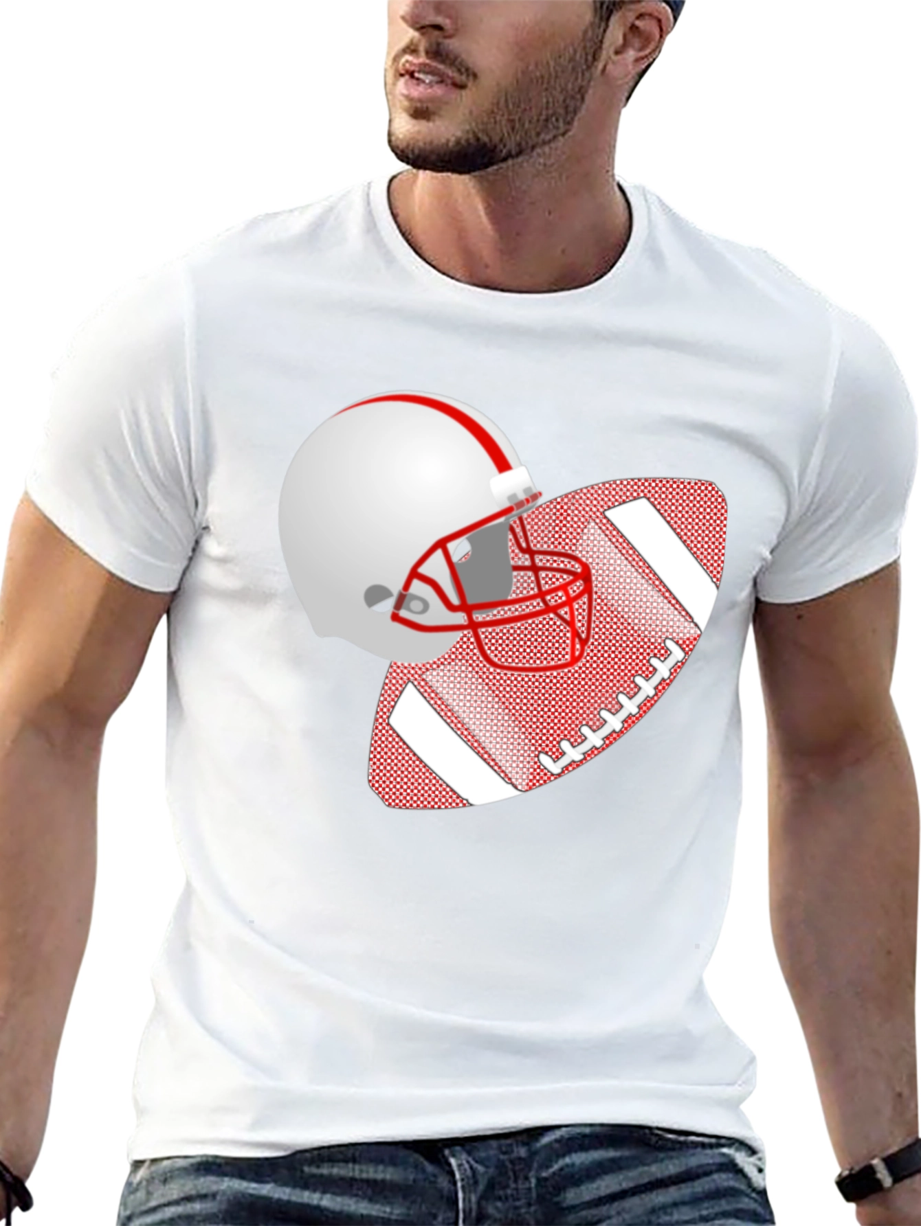 Football Helmet & Ball Graphic T-Shirt